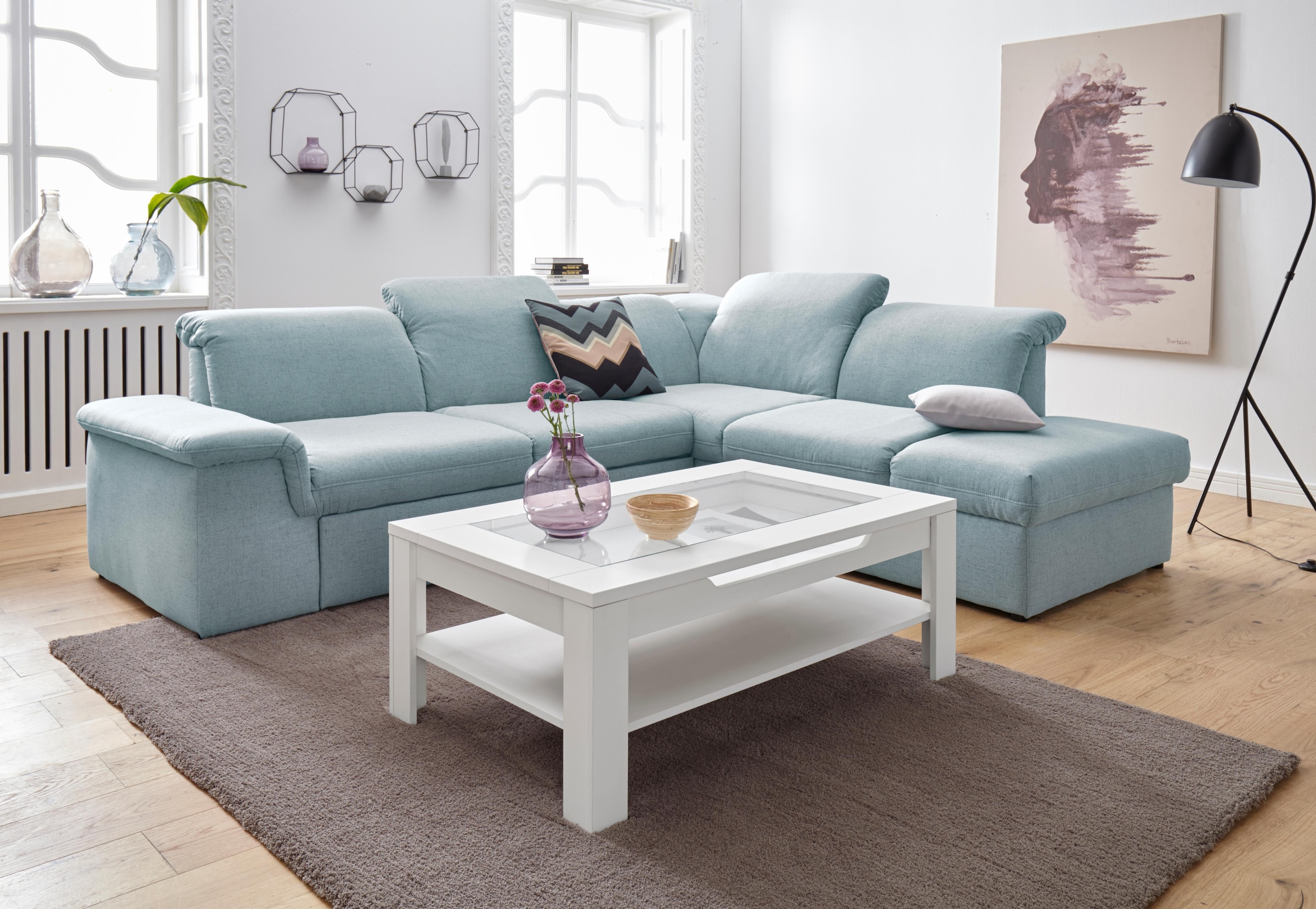 Homexperts Couchtisch, mit Glaseinsatz und Schubkasten