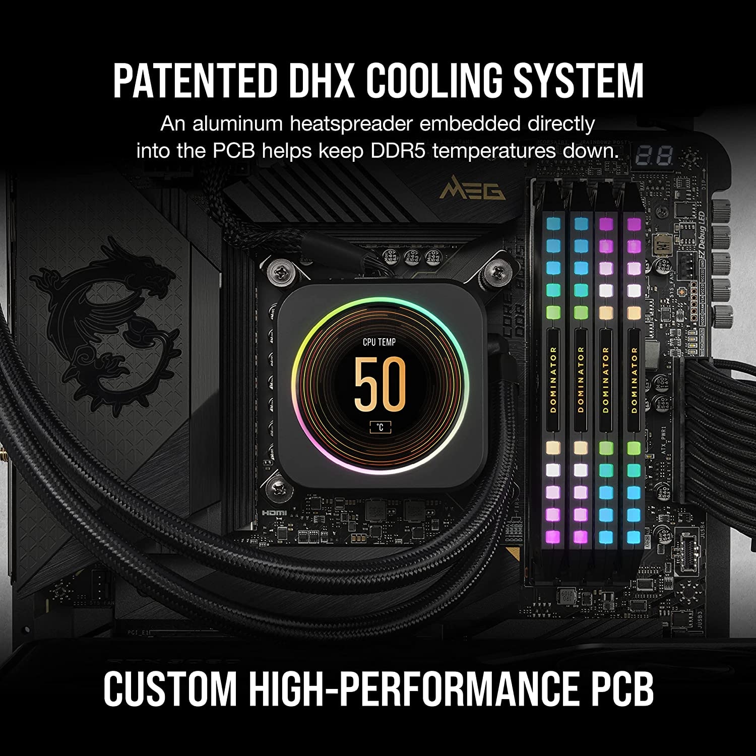 Corsair Arbeitsspeicher »DOMINATOR PLATINUM RGB DDR5 6000 32GB (2x16GB)«, RGB Beleuchtung ICUE, Intel optimiert