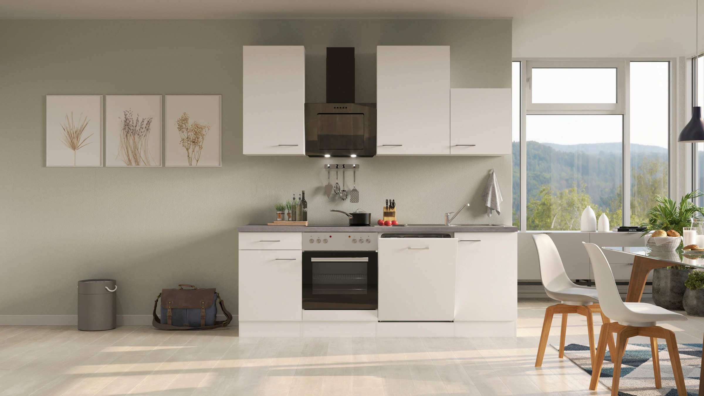 Flex-Well Küchenzeile »Kopenhagen«, mit E-Geräten, Breite 220 cm, in vielen günstig online kaufen