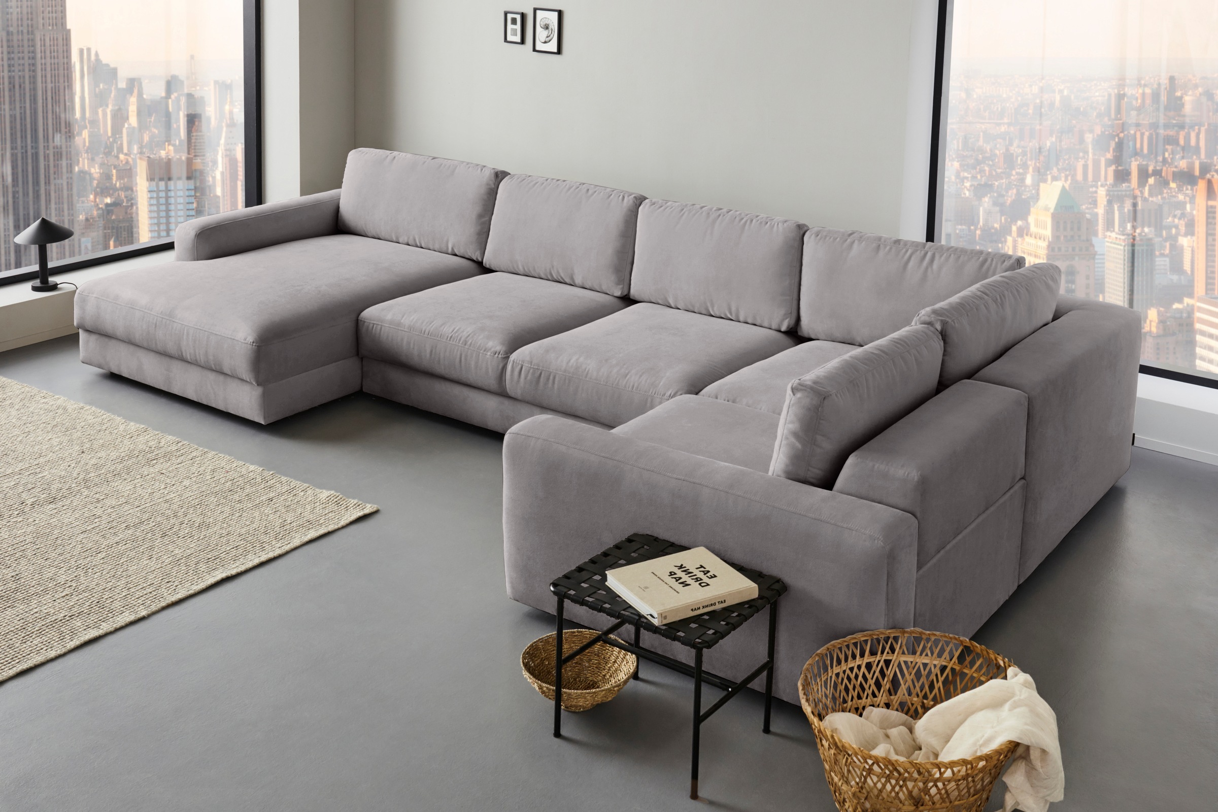 Places of Style Wohnlandschaft »Bloomfield, U-Form«, mit extra tiefer Sitzfläche, wahlweise mit Sitztiefenverstellung