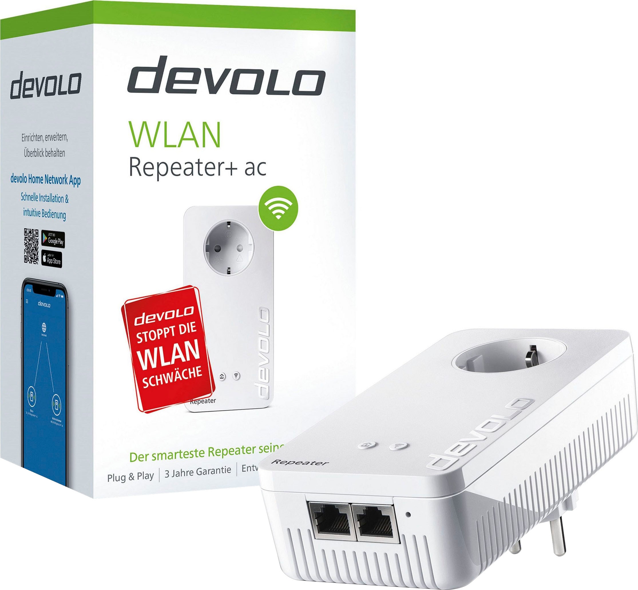 DEVOLO WLAN-Repeater »WIFI Repeater+ ac (1200Mbit, 2x LAN, Access Point, Dual WLAN)«, (1 St.)