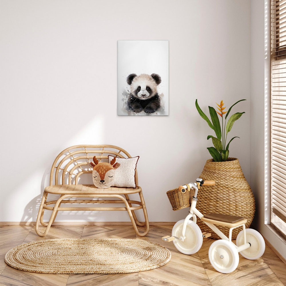 A.S. Création Leinwandbild »Baby Panda - Wandbild Schwarz Weiß Grau Keilrah günstig online kaufen