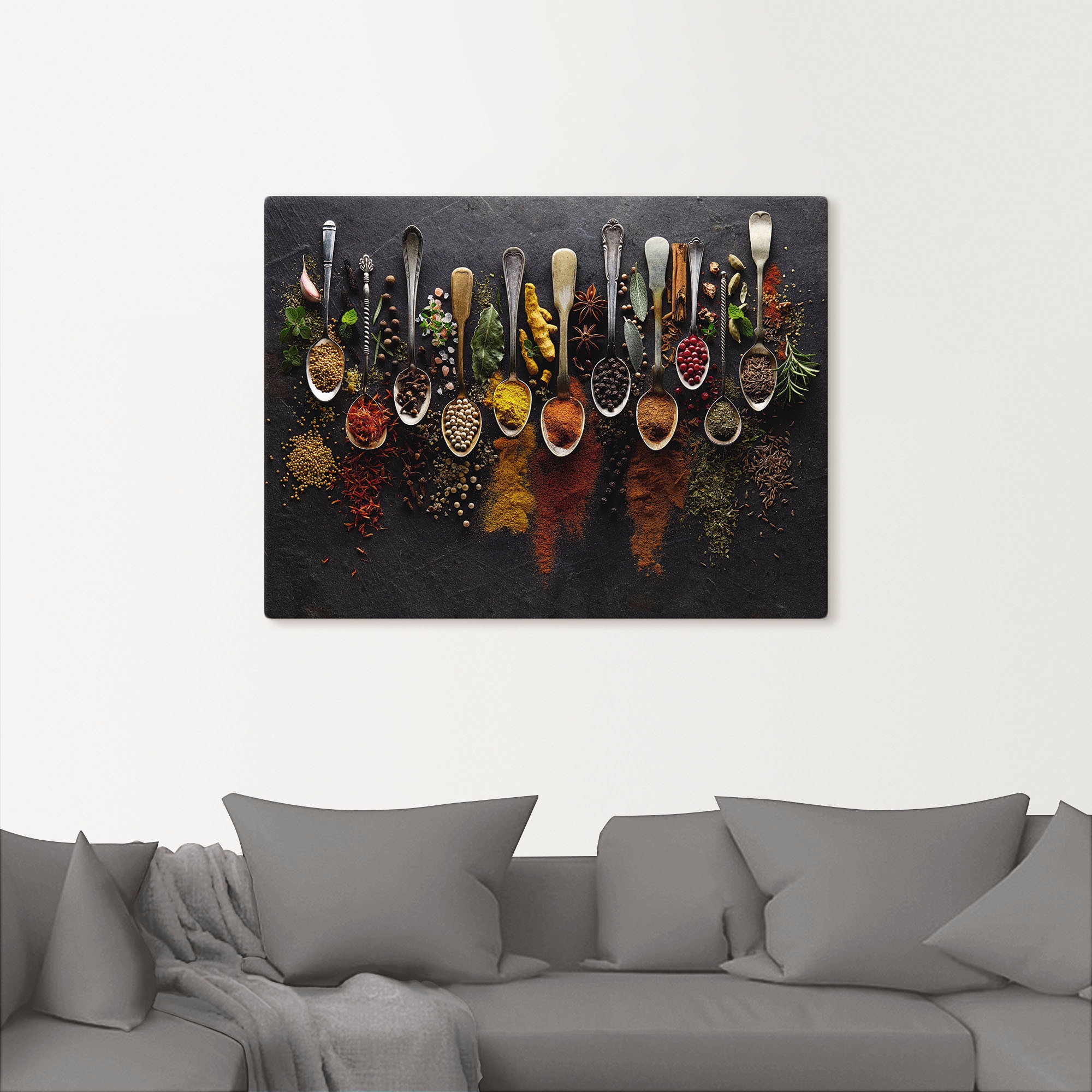 Artland Wandbild »Kräuter Gewürze Schiefer«, Lebensmittel, (1 St.), als Alubild, Outdoorbild, Leinwandbild, Poster, Wandaufkleber
