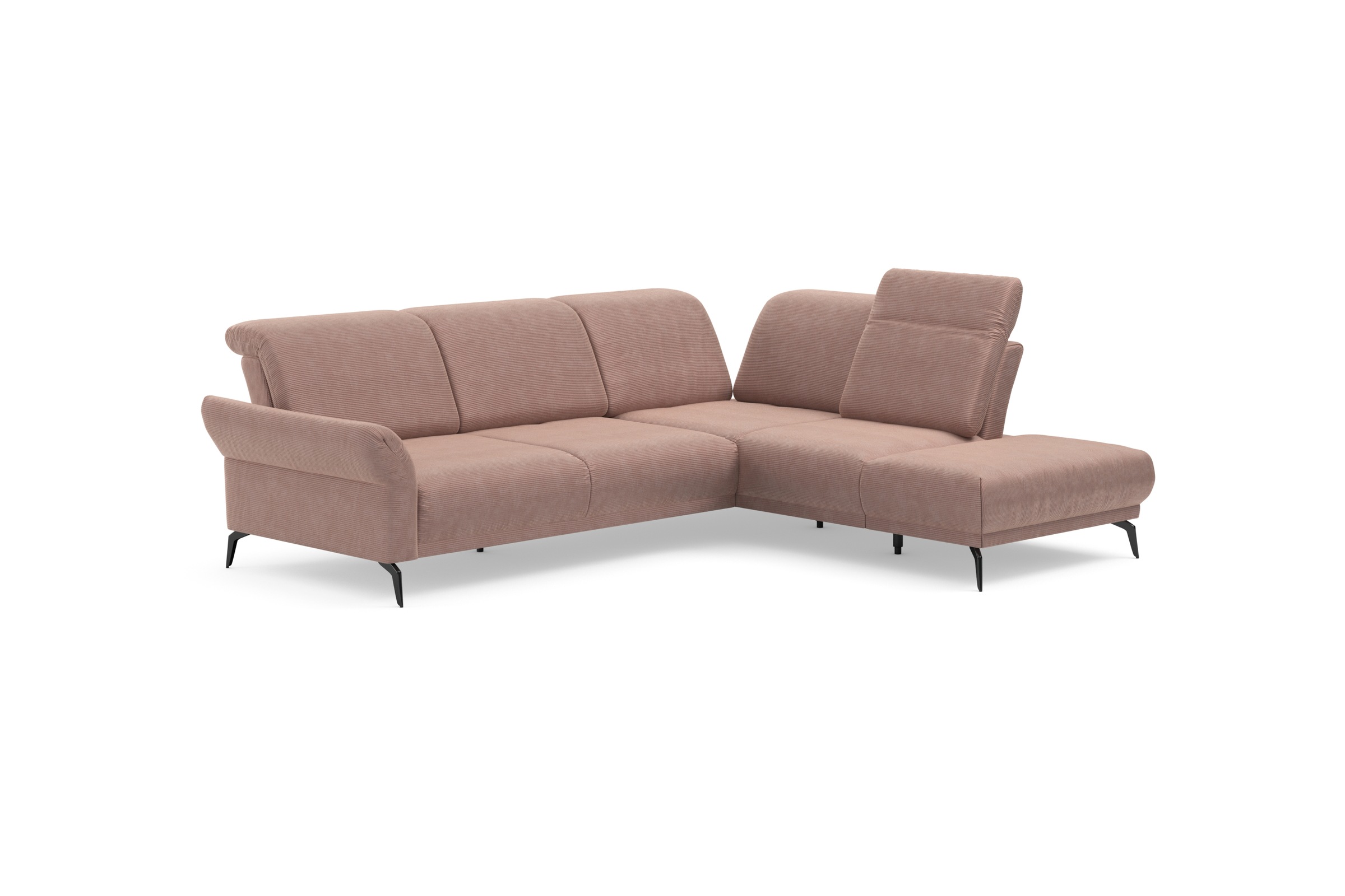 INOSIGN Ecksofa »Coco L-Form«, Sitztiefen-, Arm- und Kopfteilverstellung, Cord-Bezug, Fußhöhe 15 cm