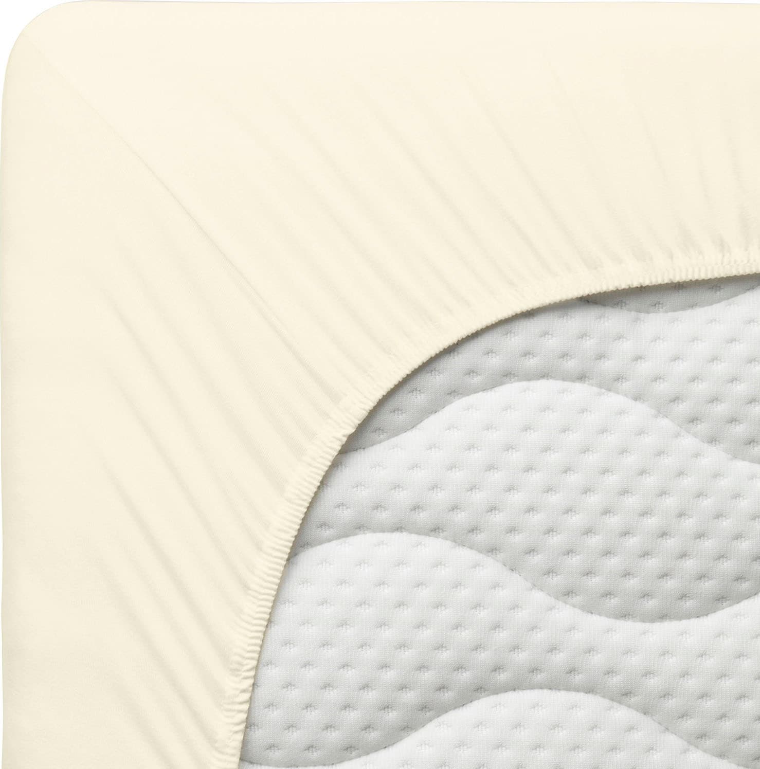 Schlafgut Spannbettlaken »PURE Bio-Baumwolle mit Elasthan, dehnbar blickdicht, straff, Bettlaken«, PREMIUM Laken für Matratzen bis 30cm Höhe, in 90x200, 140x200, 180x200
