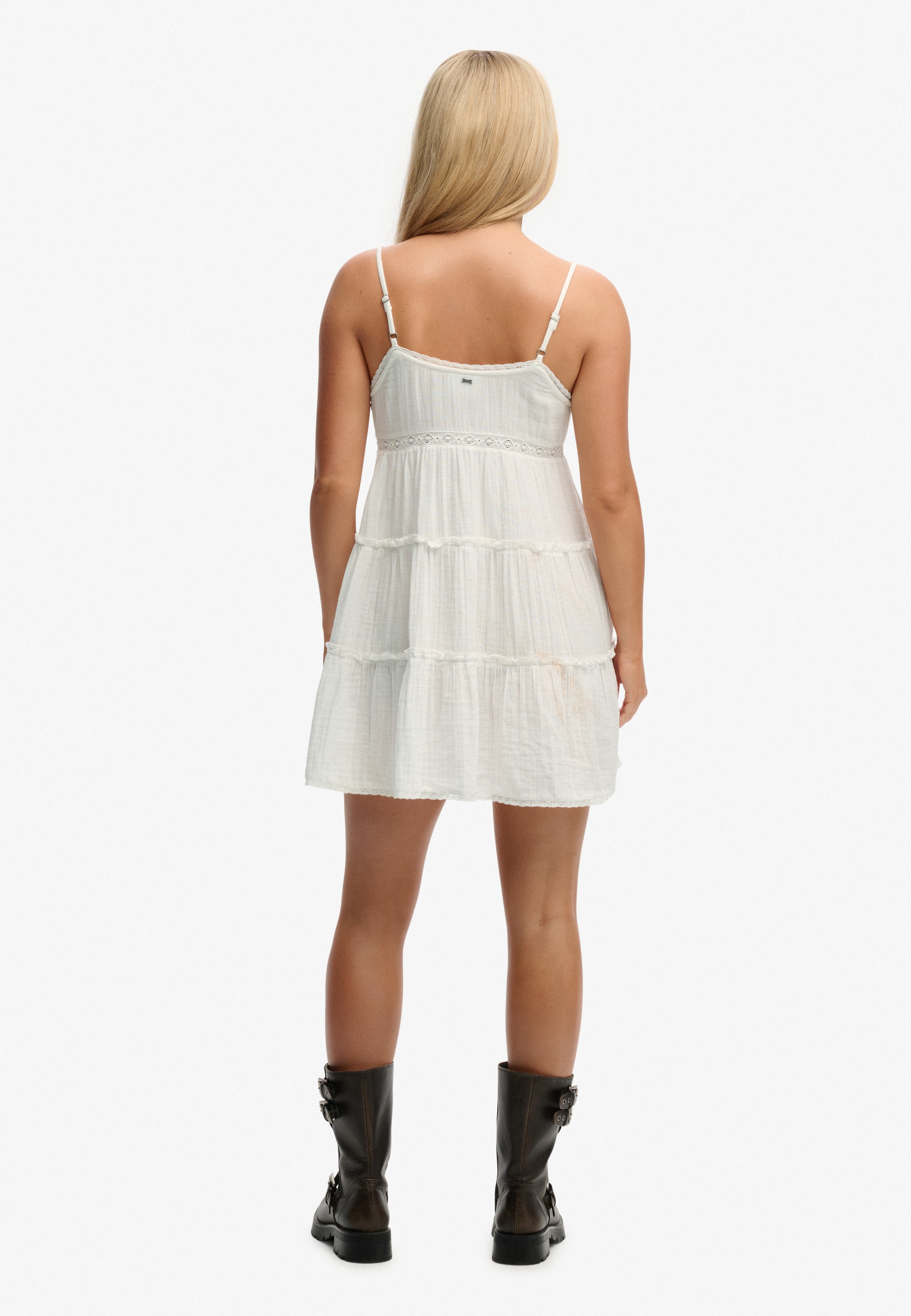 Superdry Sommerkleid »CHEESECLOTH TIERED MINI DRESS« aus Baumwolle, Relaxed Fit, ohne Ärmel, pflegeleichtes Webmaterial
