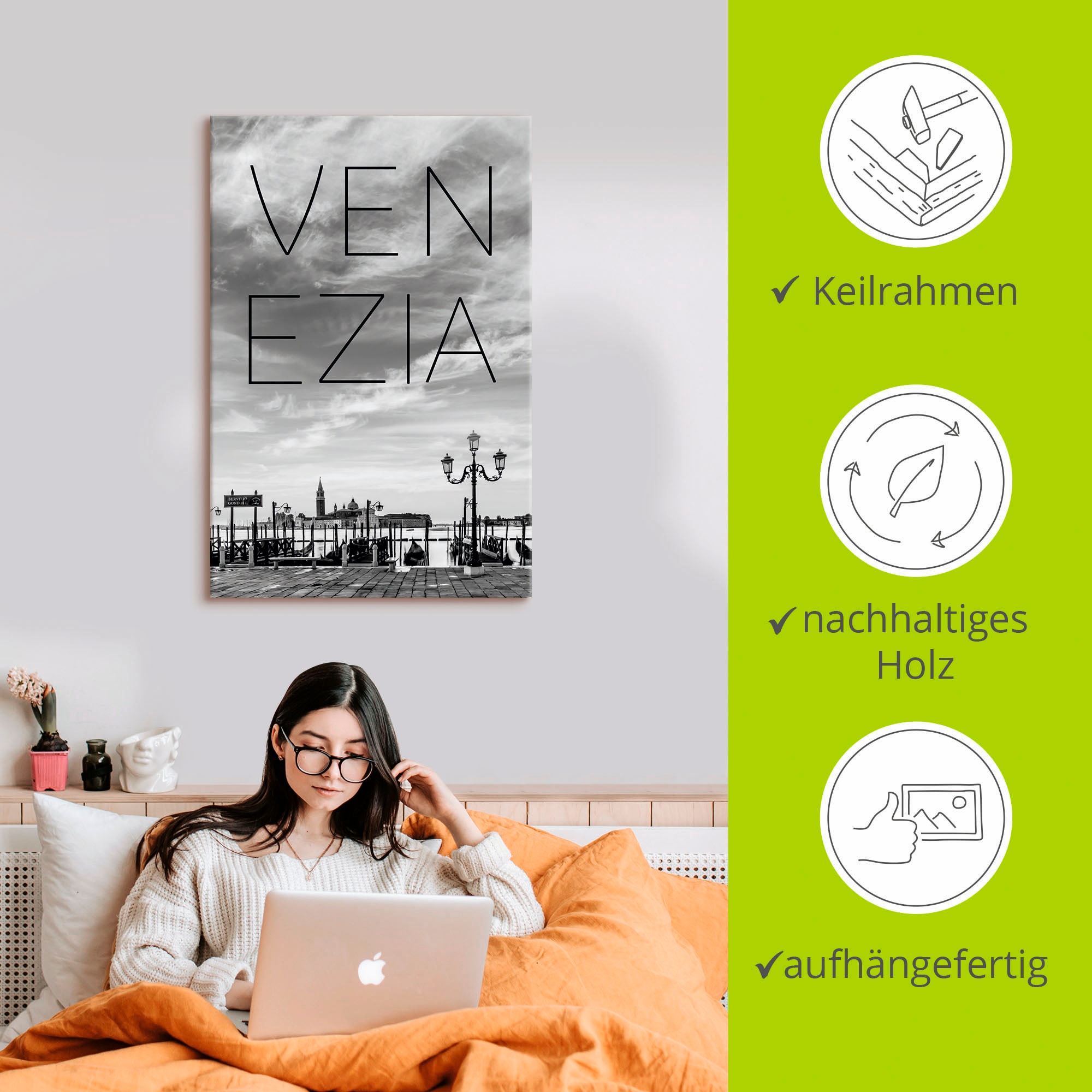 Artland Wandbild »Gondeln am frühen Morgen in Venedig«, Venedig, (1 St.), als Leinwandbild in verschied. Größen