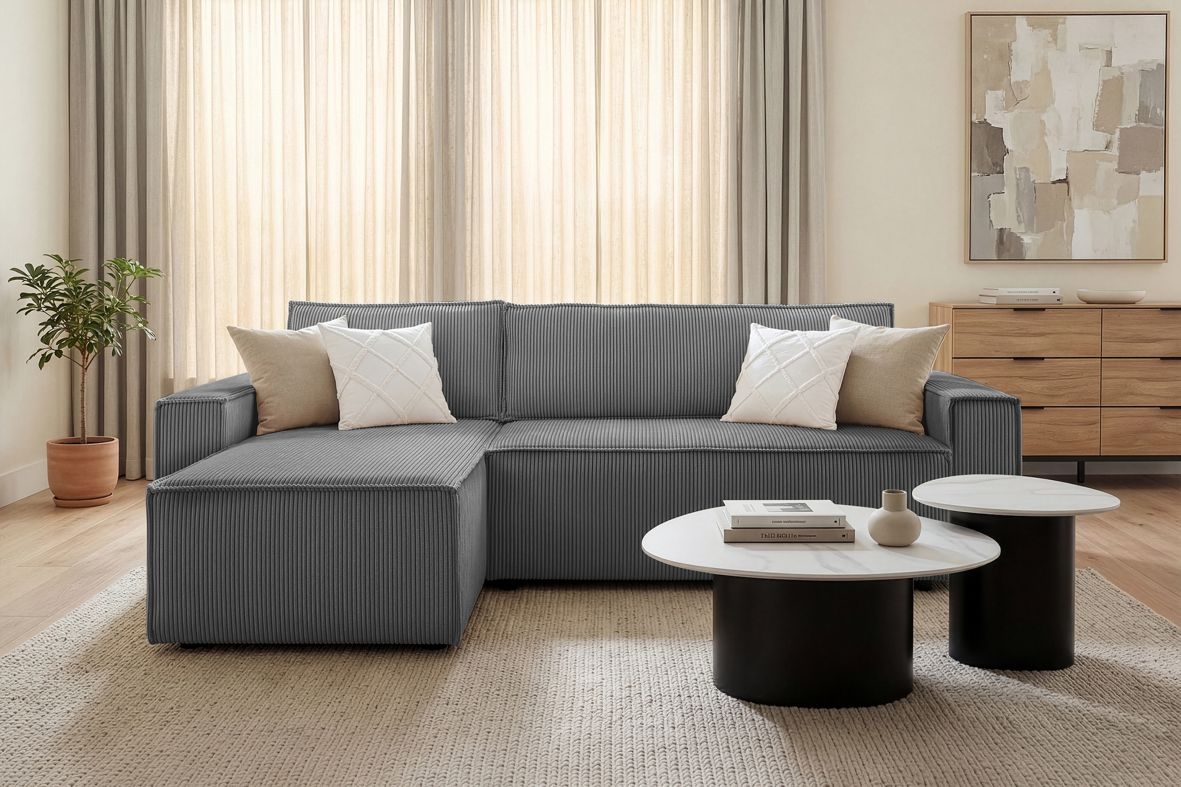 OTTO home Ecksofa »CASSI L-Form, 241cm - OTTO. Verlässliche Qualität.« Schlaffunktion (133/200), Bettkasten, Cord, Unser Tiefpreis