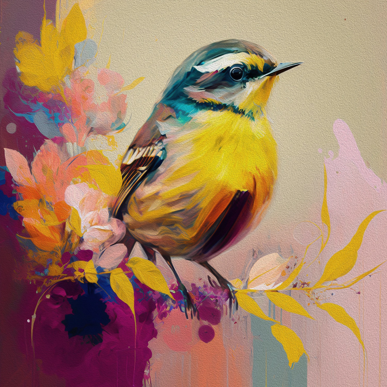queence Leinwandbild »Susi«, Vögel-Vogelbilder-Blumen-Blumenbilder-klassisc günstig online kaufen