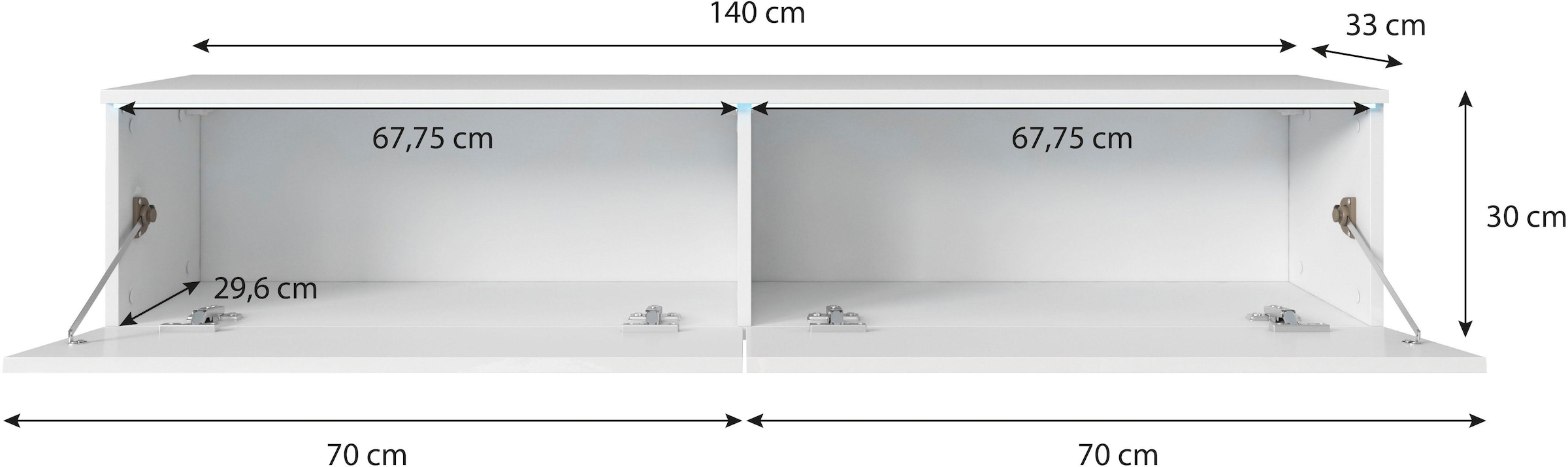 INOSIGN Lowboard »LOWBOARD VERA«, moderne grifflose TV-Board, TV-Schrank 140 cm, stehend und hängend