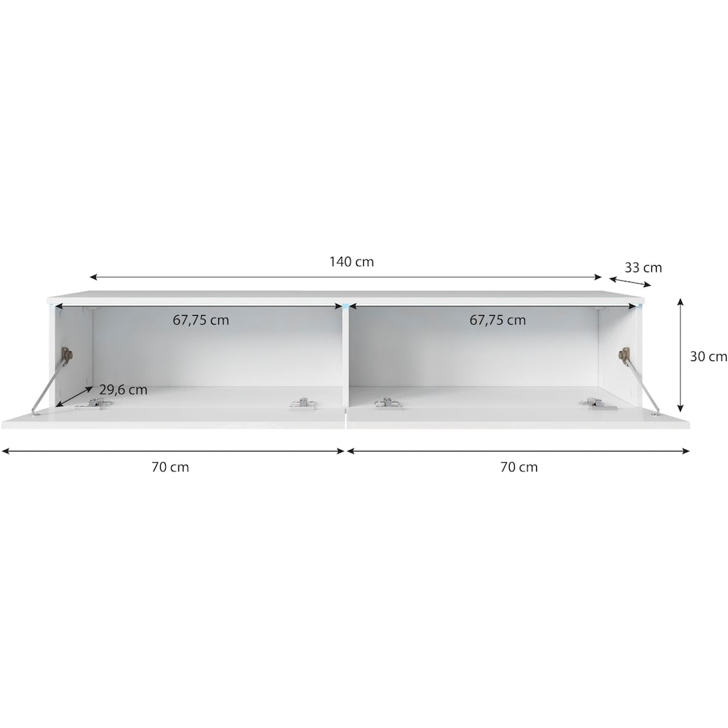 INOSIGN Lowboard »Vera«, Breite 140 cm, stehend und hängend