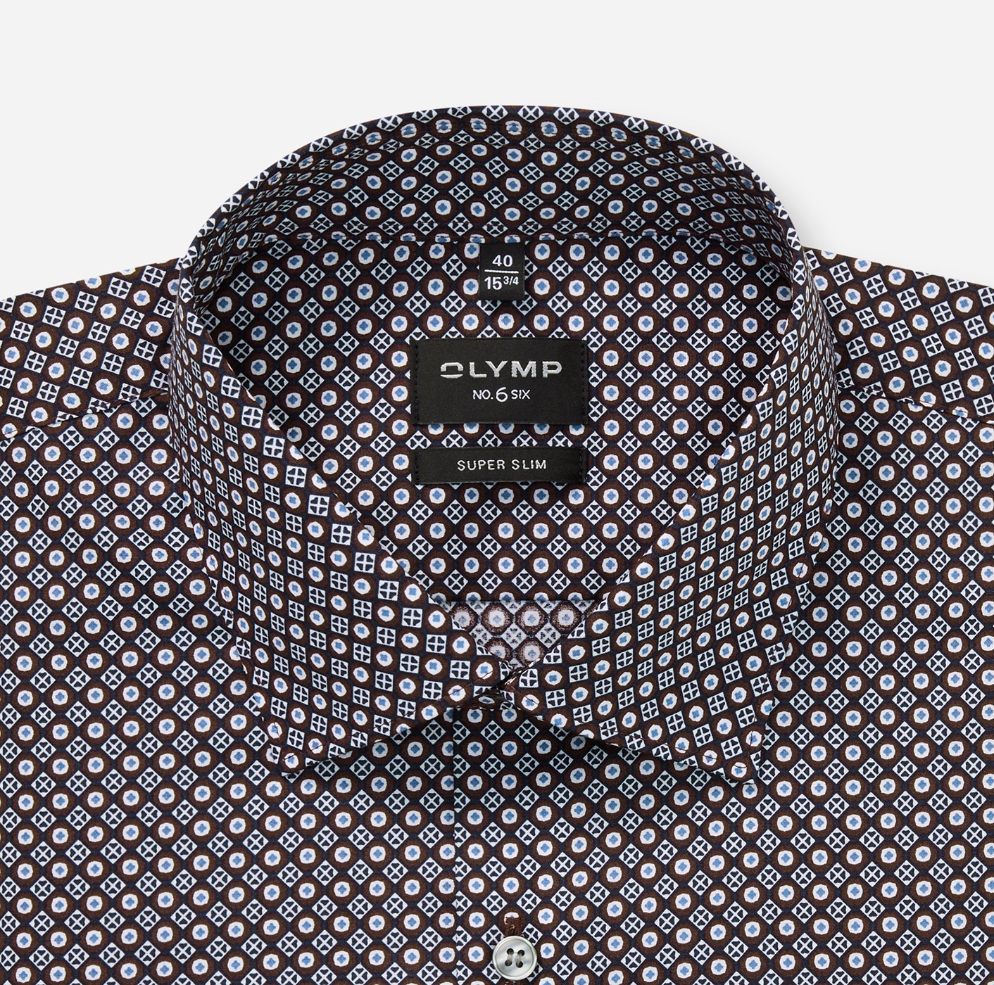 OLYMP Langarmhemd »No 6 six« super slim, gemustert, Businesshemd, Modern Kentkragen