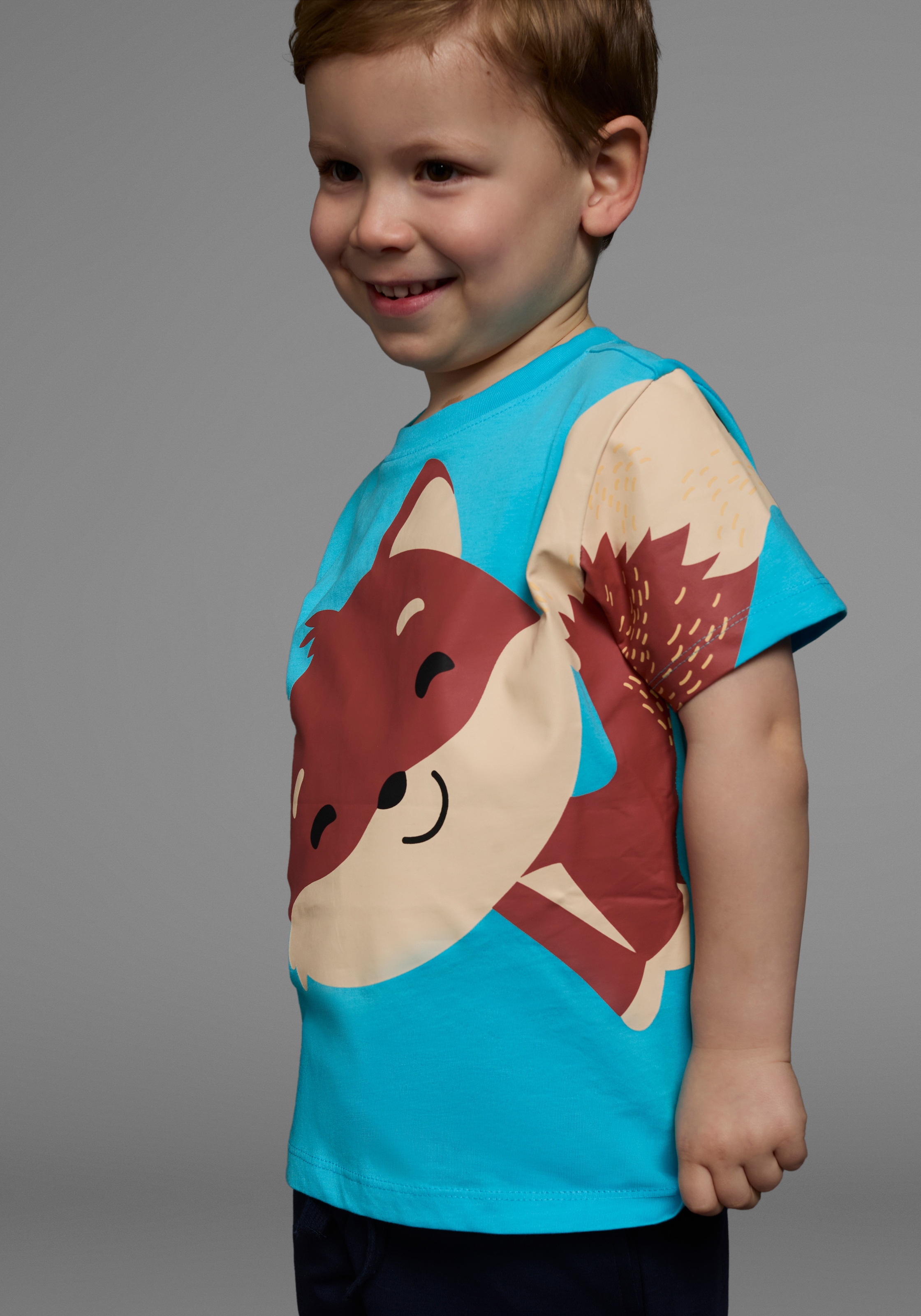 KIDSWORLD Shirt & Shorts »2tlg. Set T-Shirt + Sweatbermudas«, FUCHS - Print