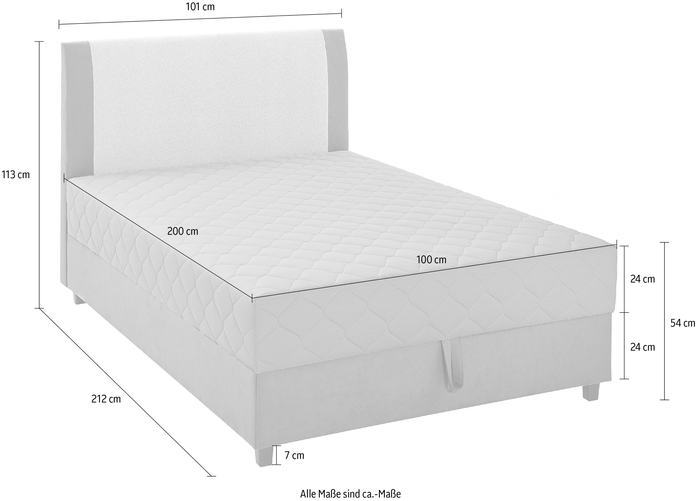 ATLANTIC home collection Boxbett »Borgholm« mit Taschen-Federkernmatratze, Bettkasten und Absetzung im Kopteil