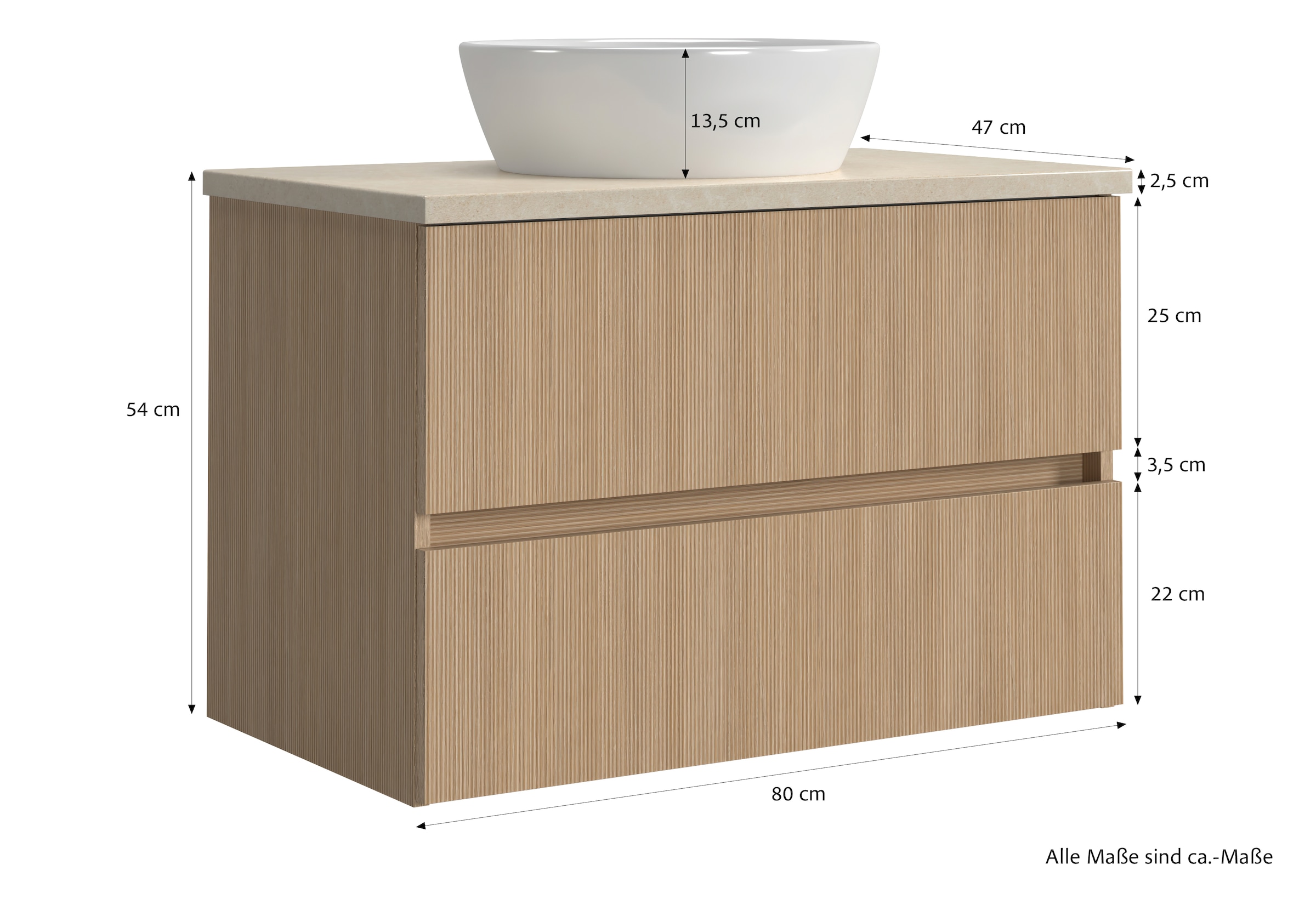 welltime Badmöbel-Set »Set 140 cm breit, Badmöbel mit LED-Beleuchtung«, Held Möbel, 5tlg. Waschtisch-Set, Eixo