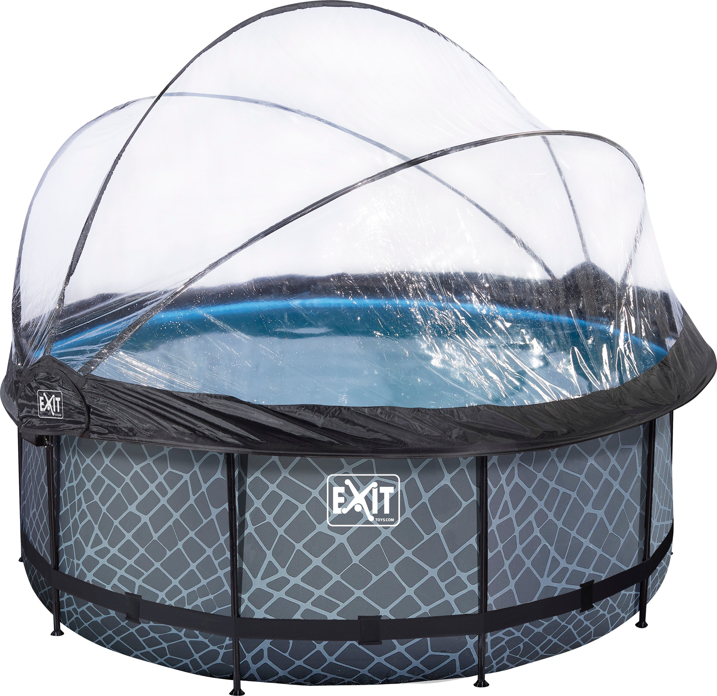 EXIT Framepool »inkl. multifunktionaler Abdeckung und Wärmepumpe«, (Set, 5 tlg.), ØxH: 360x122 cm, mit Sandfilteranlage, Wärmepumpe, Sicherheitsleiter
