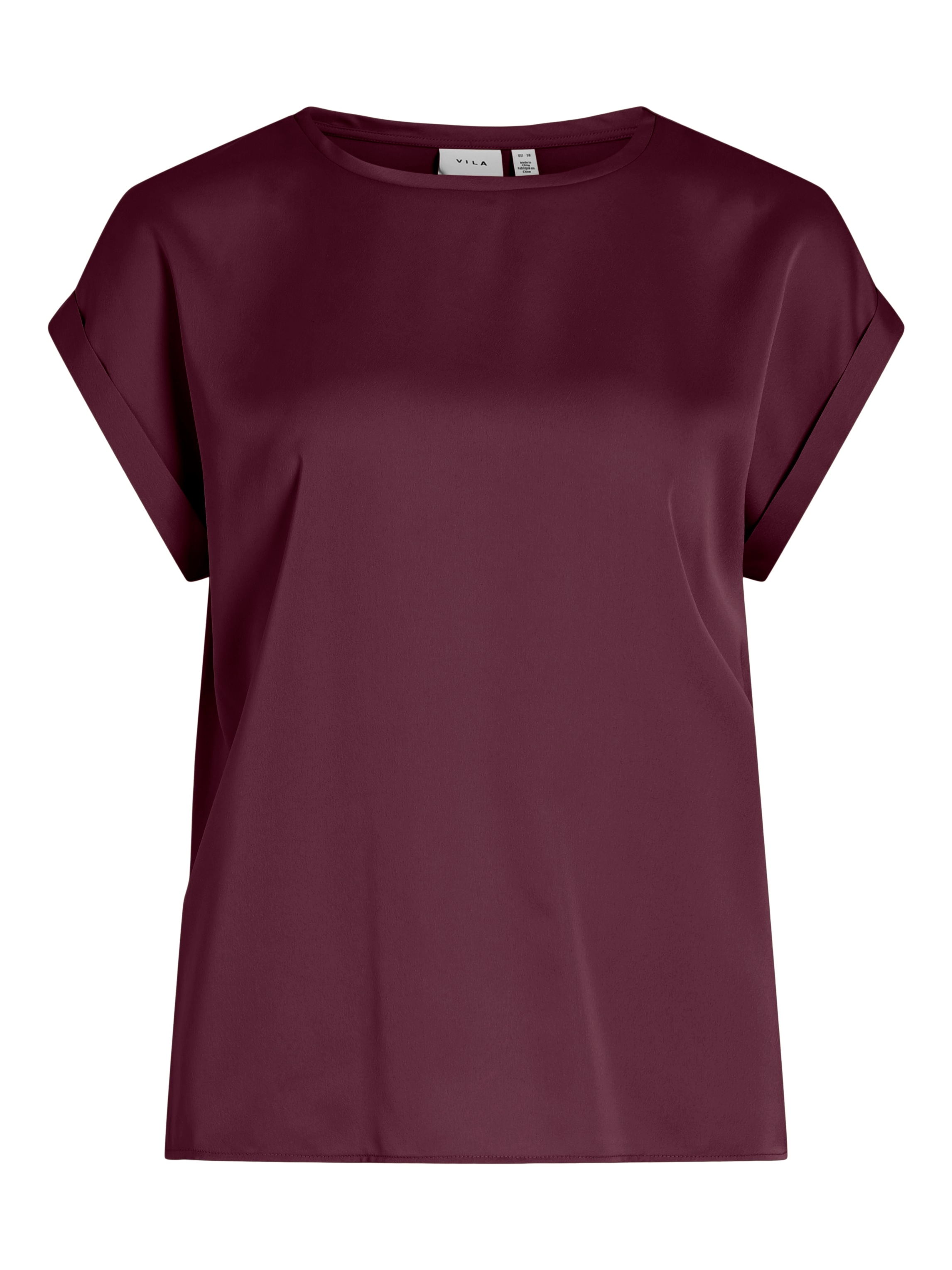 Vila Kurzarmshirt »VIELLETTE S/S SATIN TOP - NOOS«, Satin Optik