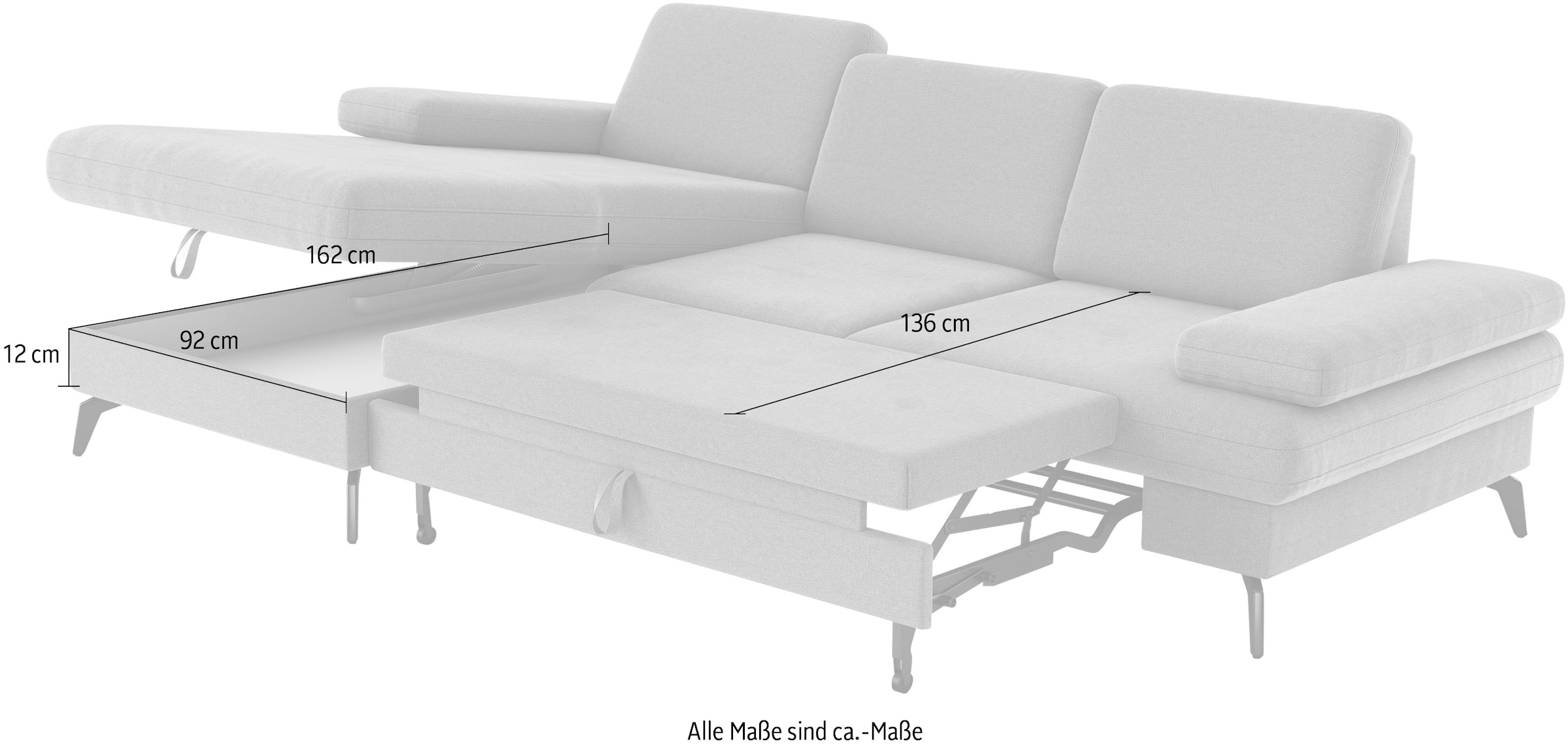 sit&more Ecksofa »Morris L-Form, inkl. Sitztiefenverstellung«, wahlweise mit Armteilverstellung, Bettfunktion & Bettkasten