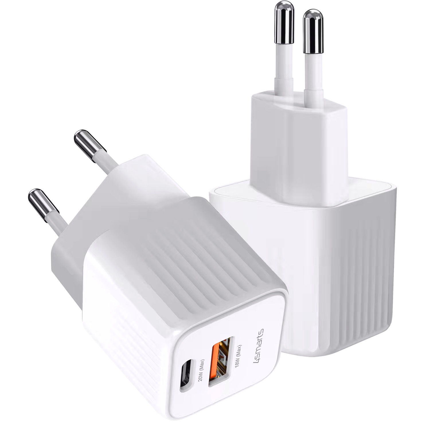 4smarts USB-Ladegerät »VoltPlug Duos Mini PD 20W + USB-C Kabel«, USB-A USB-C Fast Charge Samsung Galaxy Apple iPhone Huawei Xiaomi Sony