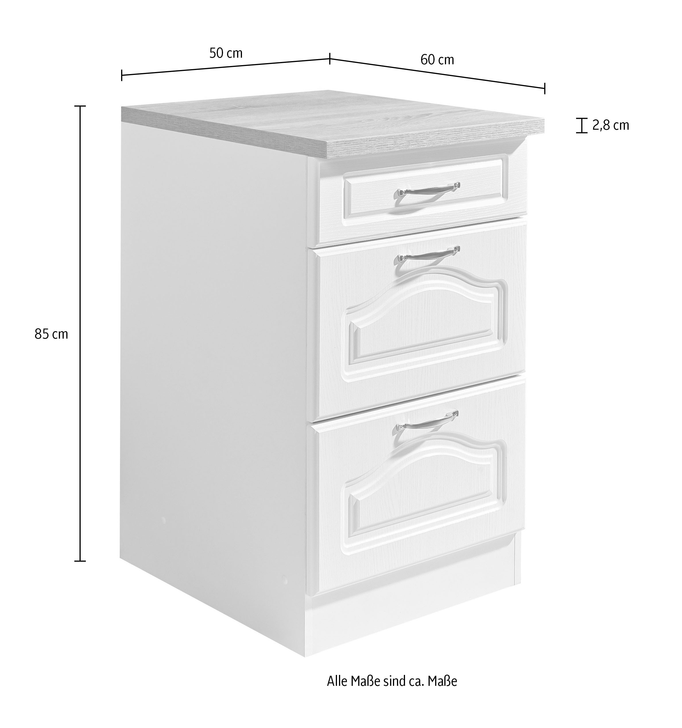 wiho Küchen Unterschrank »Linz«, 50 cm breit, mit 2 großen Auszügen, in Landhaus-Optik