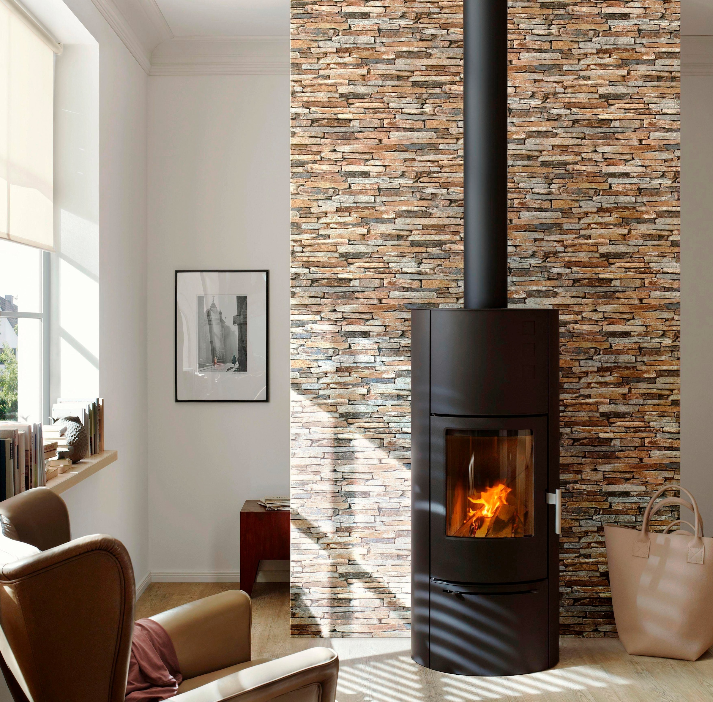 living walls Vliestapete »Best of Wood`n Stone 2nd Edition«, Steinoptik-gemustert-Motiv, Landhaus Tapete Stein Tapeten Wohnzimmer modern Flur Design Wandtapete