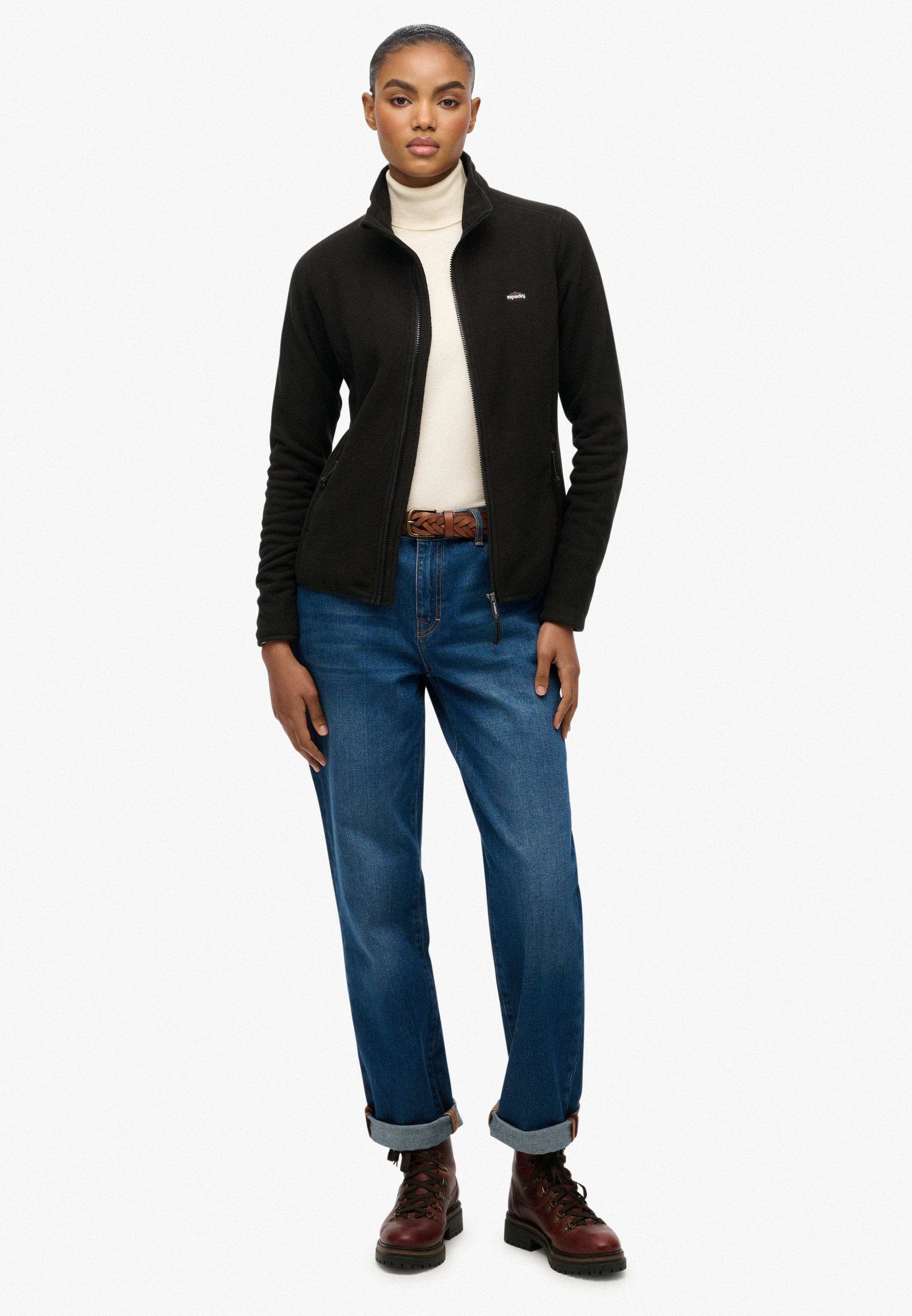 Superdry Fleecejacke »POLAR FLEECE FULL ZIP« ohne Kapuze Slim Fit, mit Reißverschluss, hüftlange Form