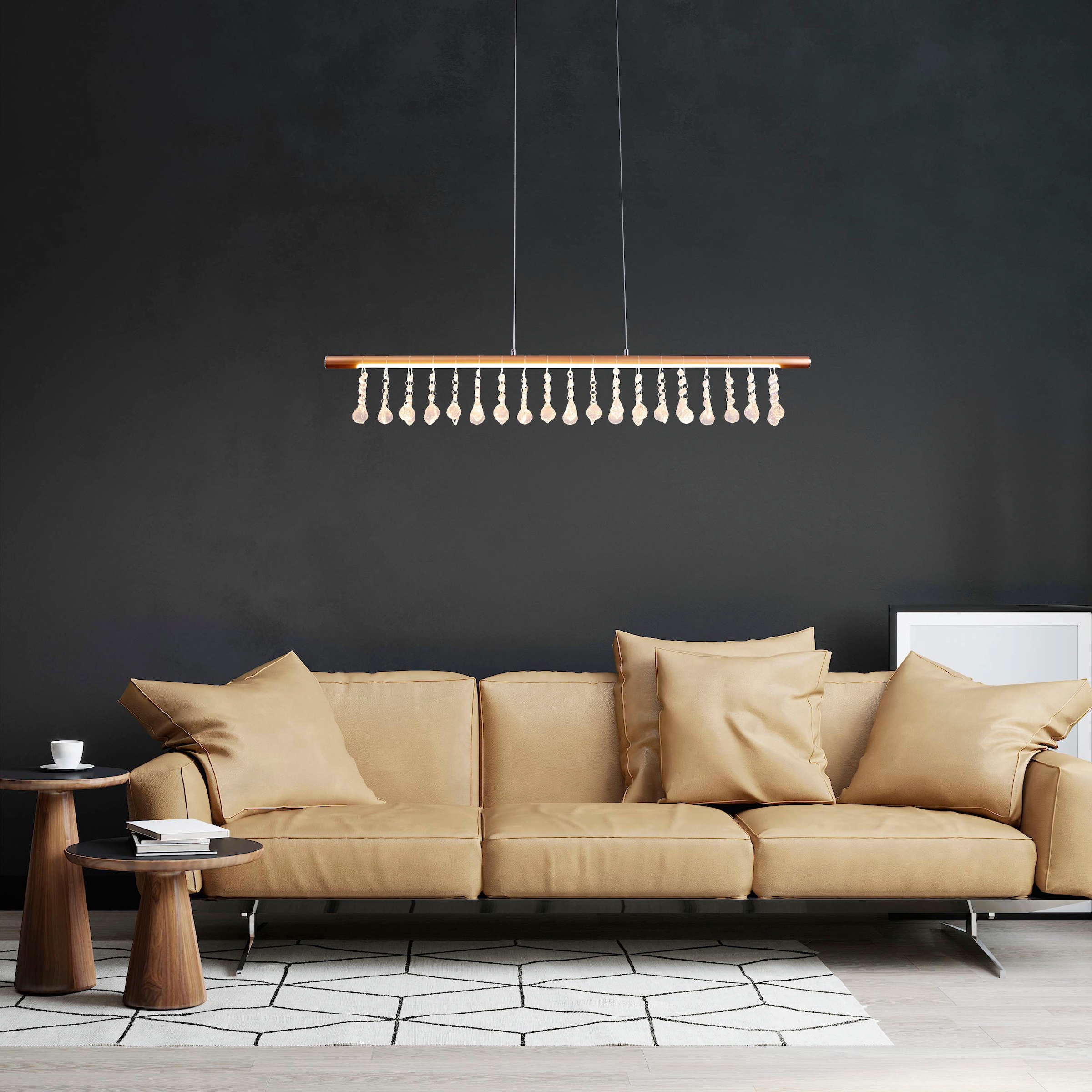 näve LED Pendelleuchte »Nobilis«, 1 flammig, Leuchtmittel LED-Modul | LED fest integriert, Hängeleuchte, dimmbar, warmweiß, L: 100cm, gold