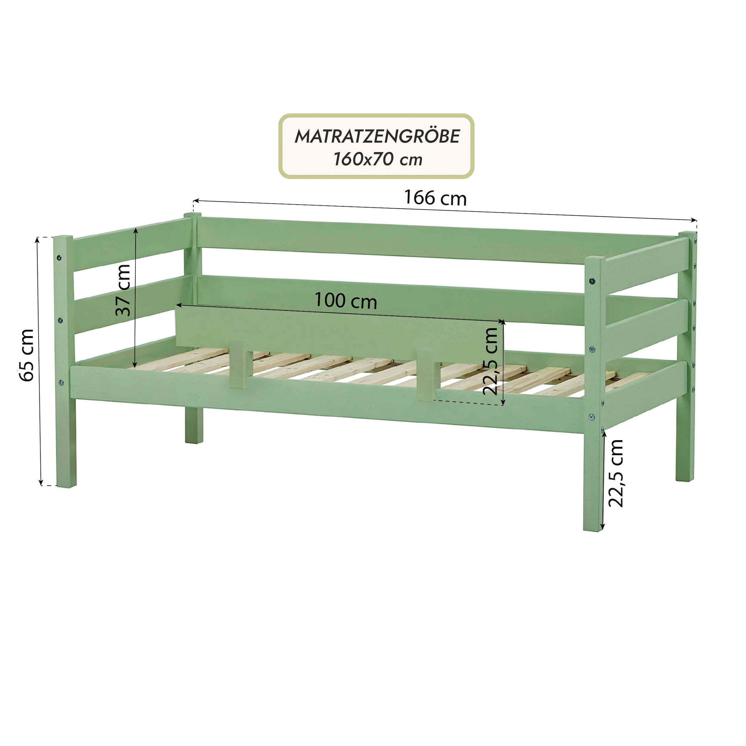 7. Bild von Hoppekids Einzelbett »ECO Comfort«, (Set), mit Rollrost in 8 Farben, wahlweise mit Matratze und Absturzsicherung