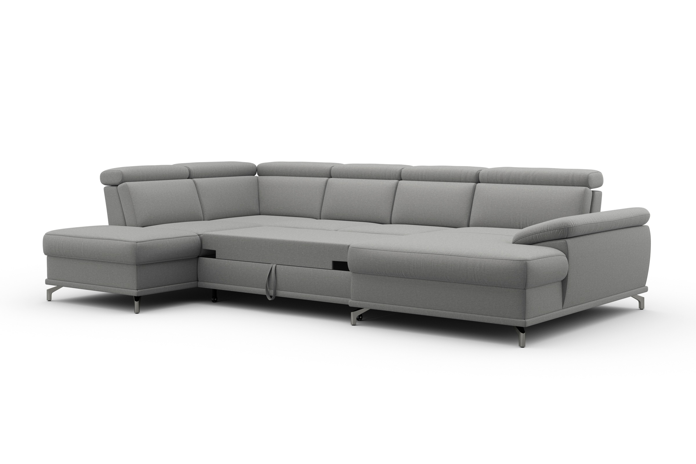 sit&more Wohnlandschaft »Cabrio U-Form, mit Sitztiefenverstellung, Arm- und Kopfteilverstellung«, 3 Nierenkissen, Federkern, optional Bettfunktion und Stauraum