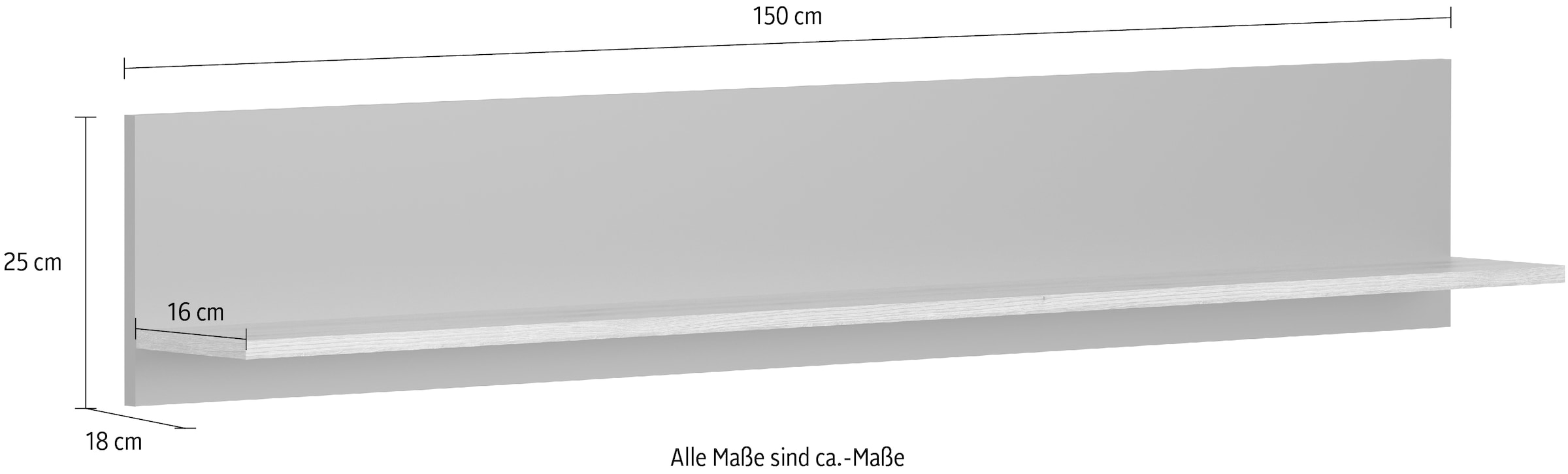 INOSIGN Wandboard »Estepona«, (1 St.), großzügige Bücherleiste mit den Maßen (B/T/H) 150/18/25 cm