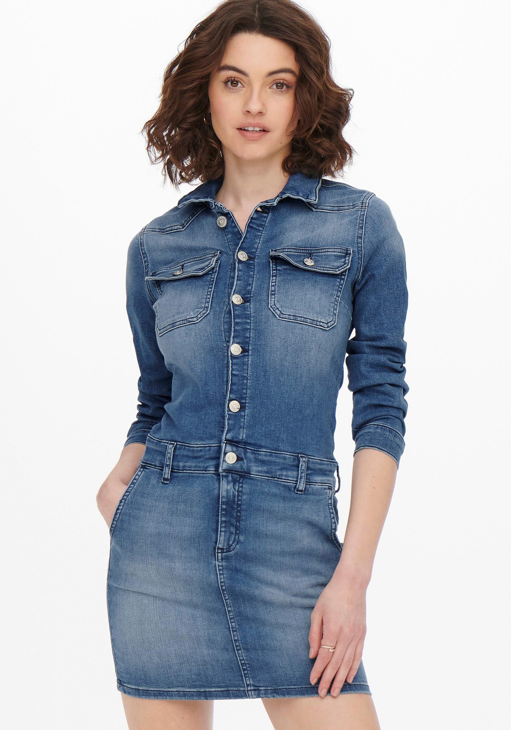 ONLY Jeanskleid »ONLBLUSH LS STRETCH DNM DRESS ADD« online bei | Jeanskleider