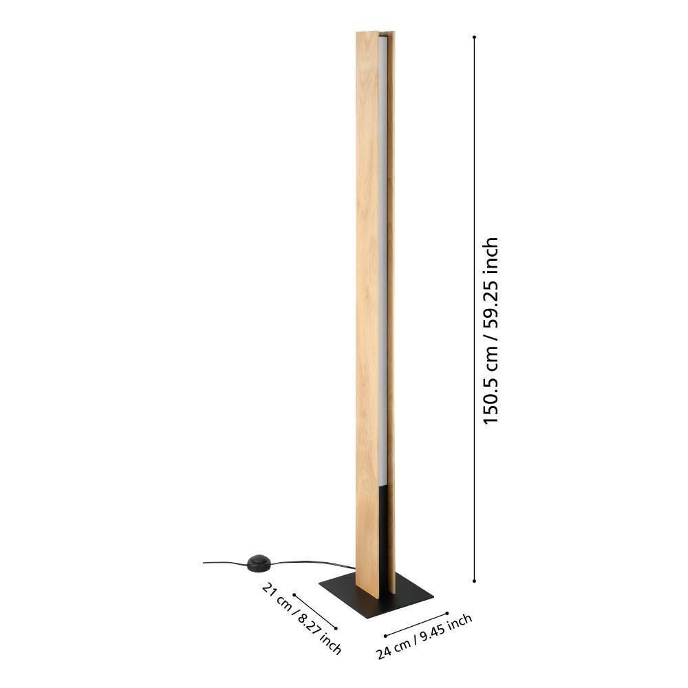 EGLO Stehlampe »ANCHORENA-Z Steheuchte, Holz, ZigBee 3.0, Disco-Modus, Lampe«, 1 flammig, Leuchtmittel LED-Modul | LED wechselbar, Timer, App / Sprachsteuerung Alexa, 150 cm, exkl. Fernbedienung