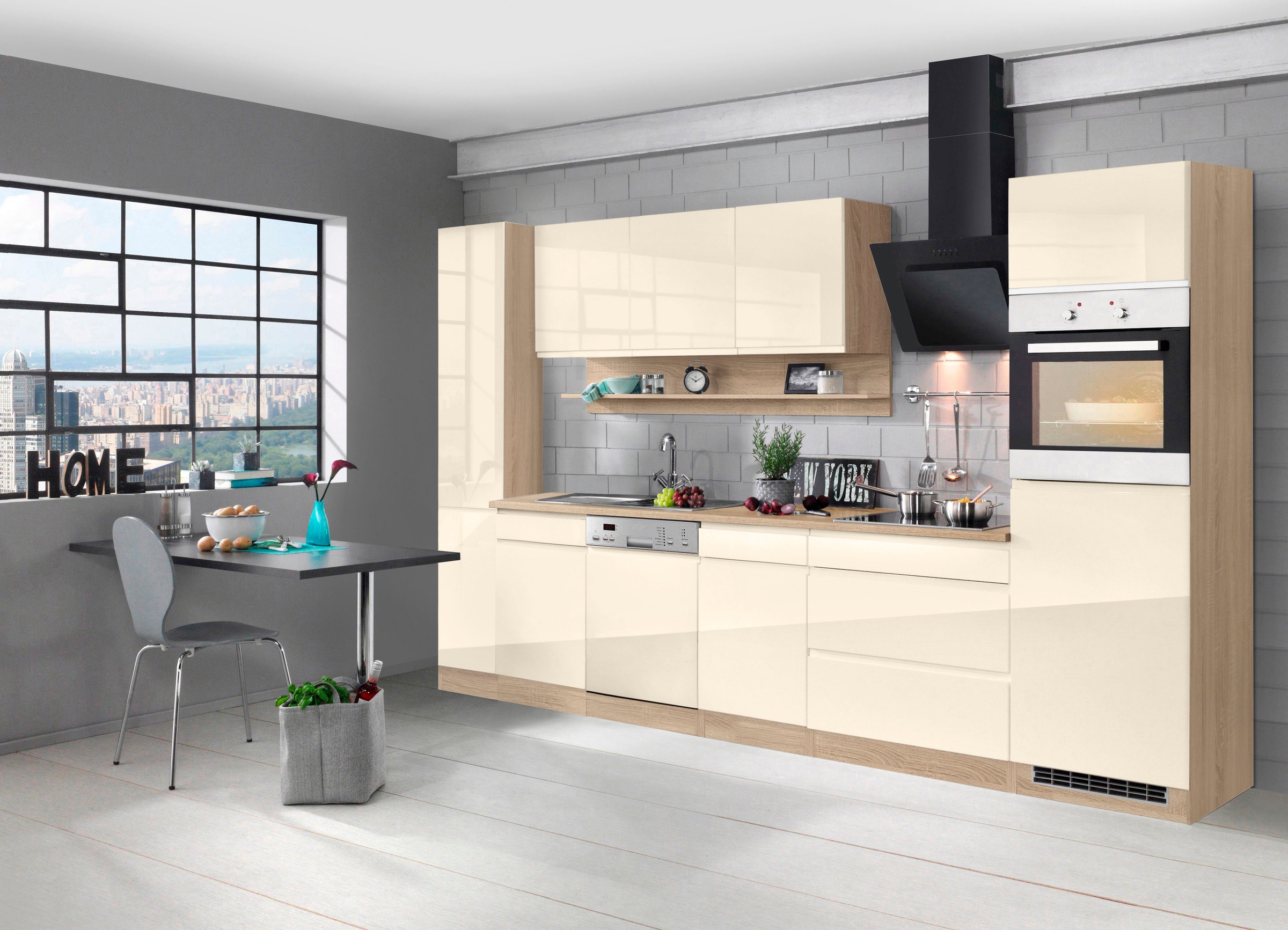 KOCHSTATION Küchenzeile »KS-Virginia« Breite 330 cm, ohne E-Geräte günstig online kaufen