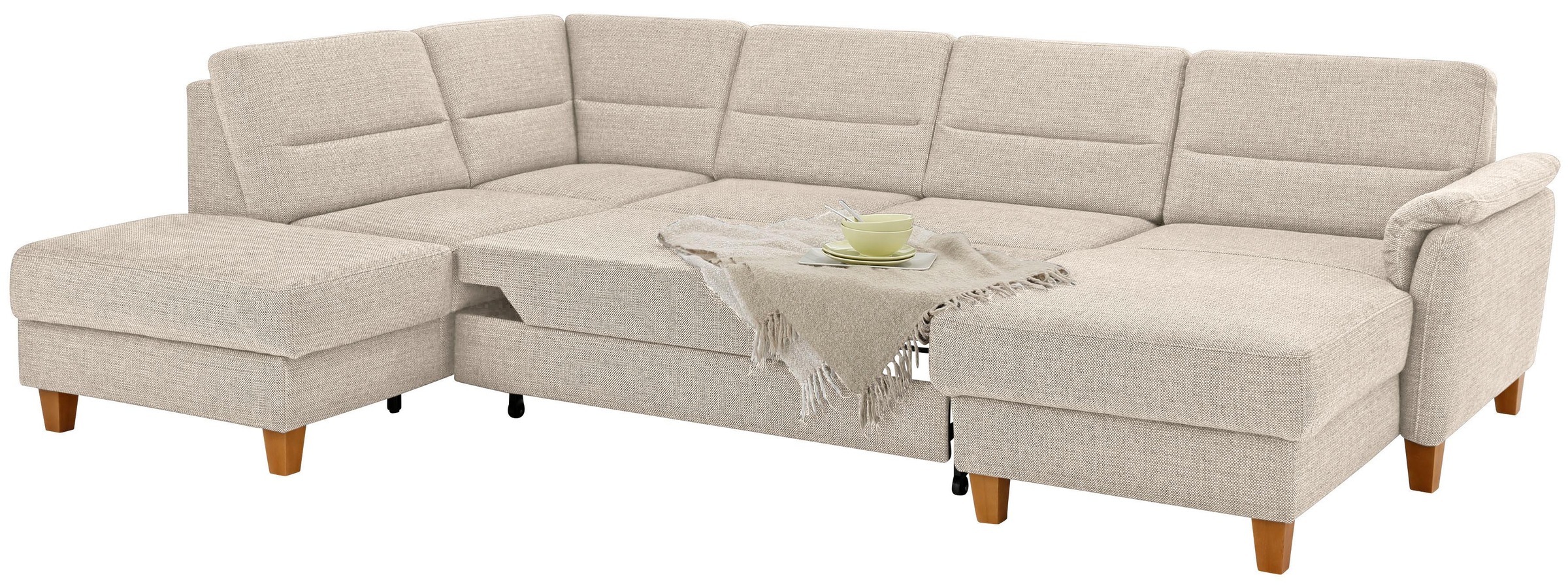 Home affaire Wohnlandschaft »Palmera U-Form«, Federkern, wahlweise mit Bettfunktion und mit/ohne Stauraum
