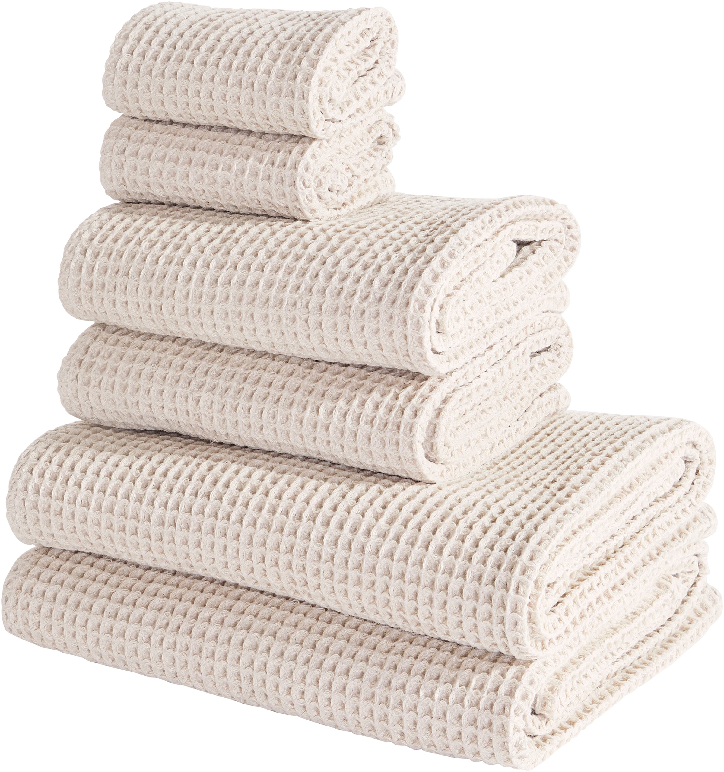 LeGer Home by Lena Gercke Handtuch Set »Tabina, Duschtücher, Handtücher, Gästetücher, Premium 500 gr/m²« Set 6 Waffelpiqué Premium Handtücher, 100% Baumwolle, weich, 5 Jahre Garantie