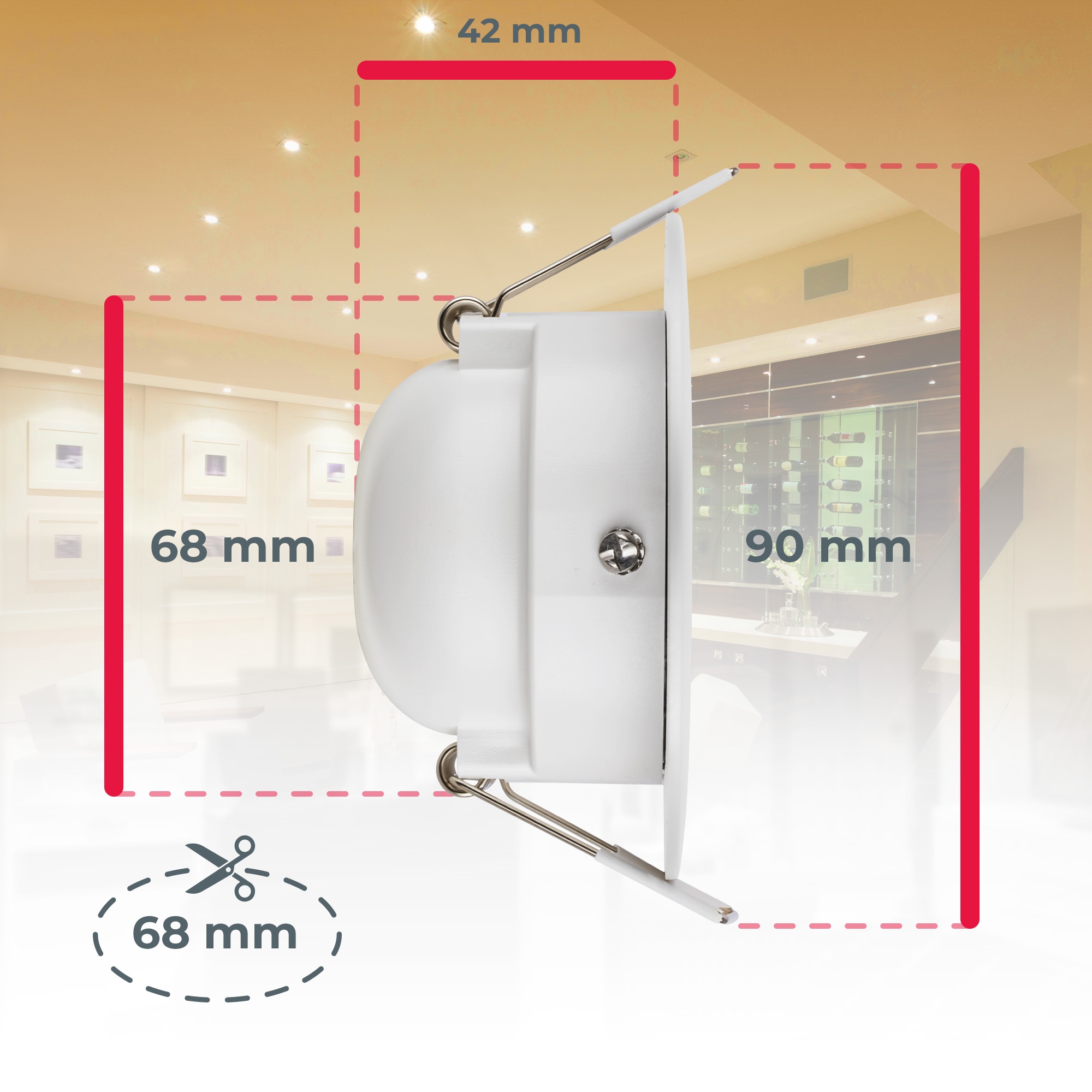 B.K.Licht LED Einbauleuchte »5er Set Bad Einbaustrahler, IP65, Dimmbare Deckenspots«, 1 flammig, Leuchtmittel LED-Modul | LED fest integriert, 3.000K, 480Lm, 4,9W, Kunststoff, 9 x 4,2 cm