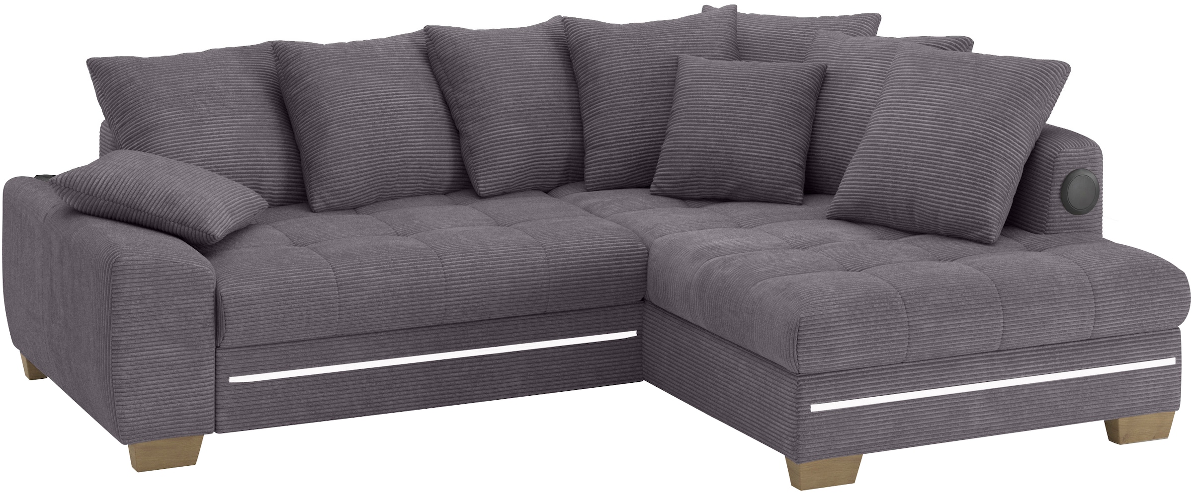 Mr. Couch Ecksofa »Nikita II, L-Form«, RGB-LED, Bluetooth-Soundsystem, wahlweise mit Bett, Bettkasten