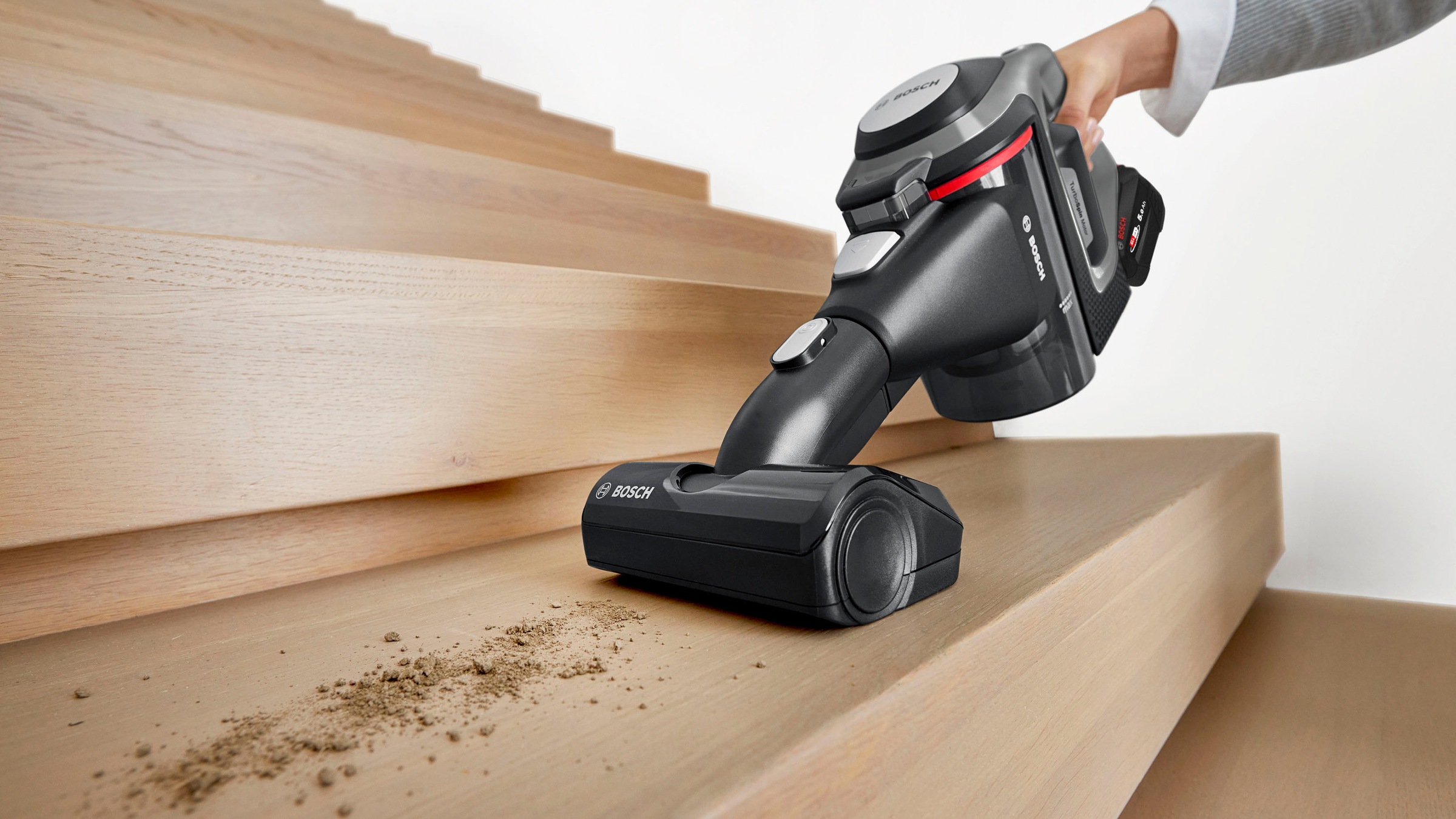 BOSCH Akku-Stielstaubsauger »Unlimited 8 Gen2 BSS825MULT, HEPA-Filtersystem, 10 Jahre Motorgarantie«, 5 Ah Akku, lange Laufzeit, Schnellladegerät, Hartboden-Softdüse, grau