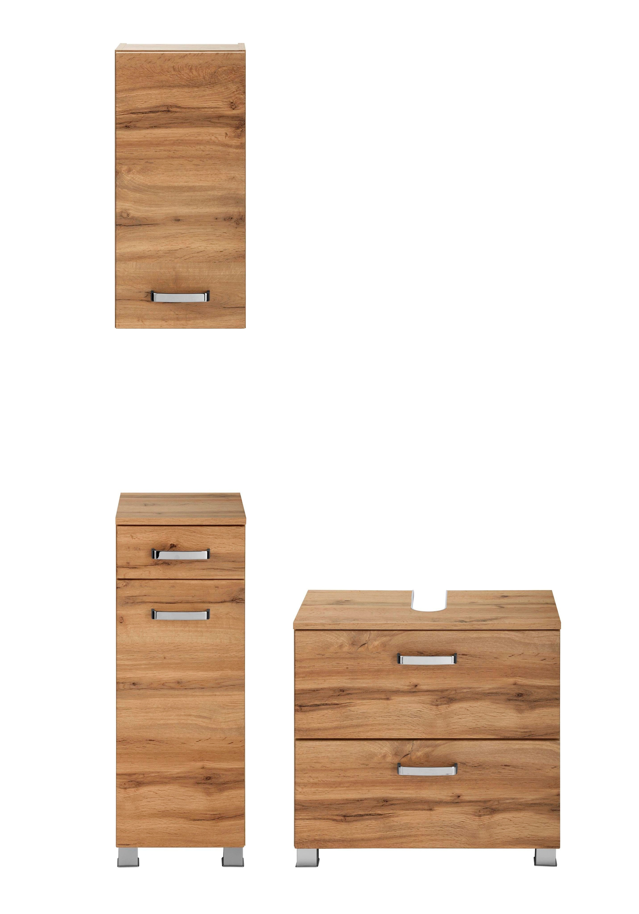 welltime Badmöbel-Set »Ravenna«, (3 St.), Hängeschrank, Unterschrank, Waschbeckenunterbeckenschrank