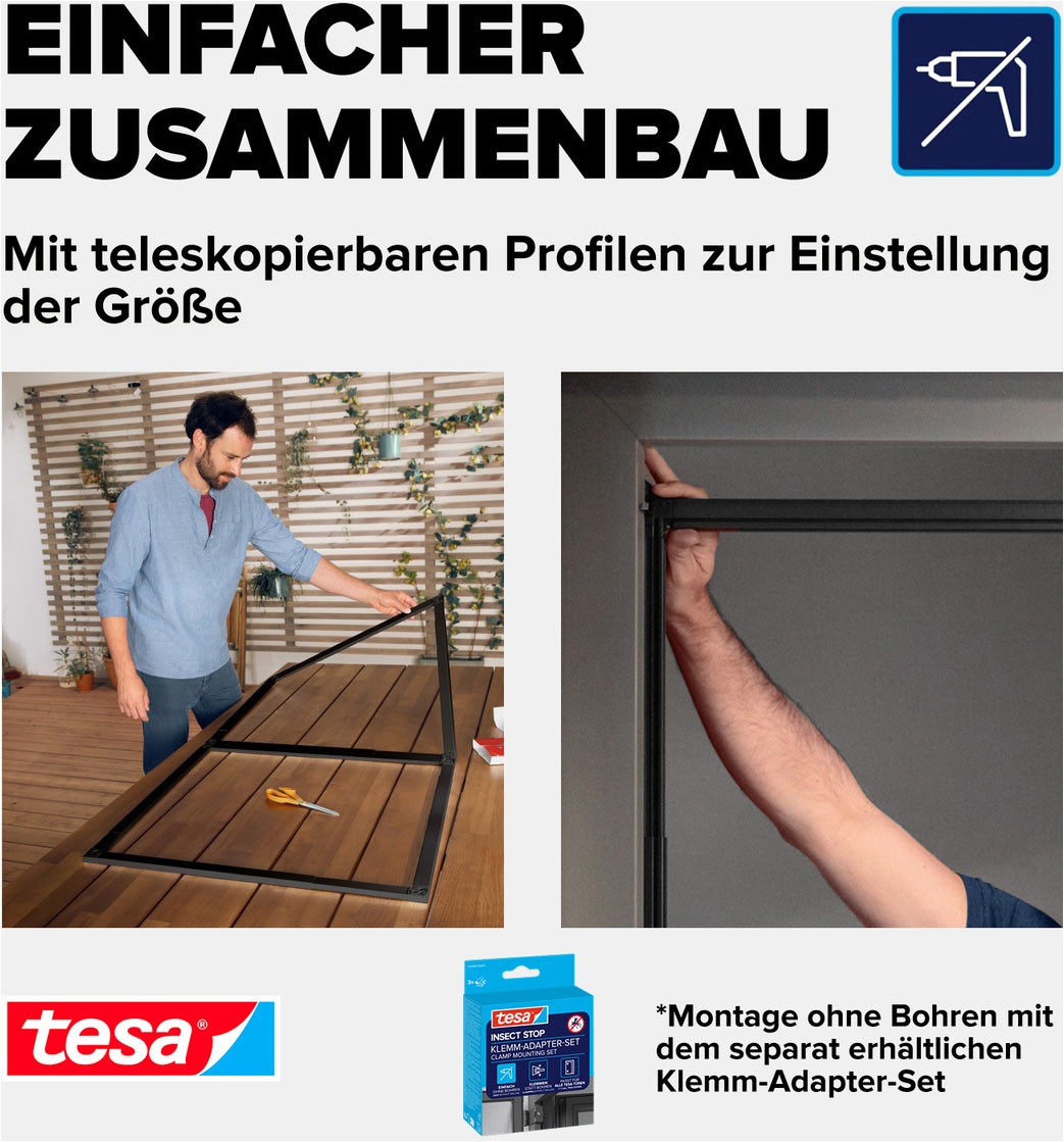 tesa Insektenschutz-Tür »FALT Alu Rahmen teleskopierbar Premium für Türen« Packung, Teleskop Alu Rahmen, 1 Stk. tlg. Alu Insektenschutz 80 cm x 170 cm bis 100x cm x 220 cm