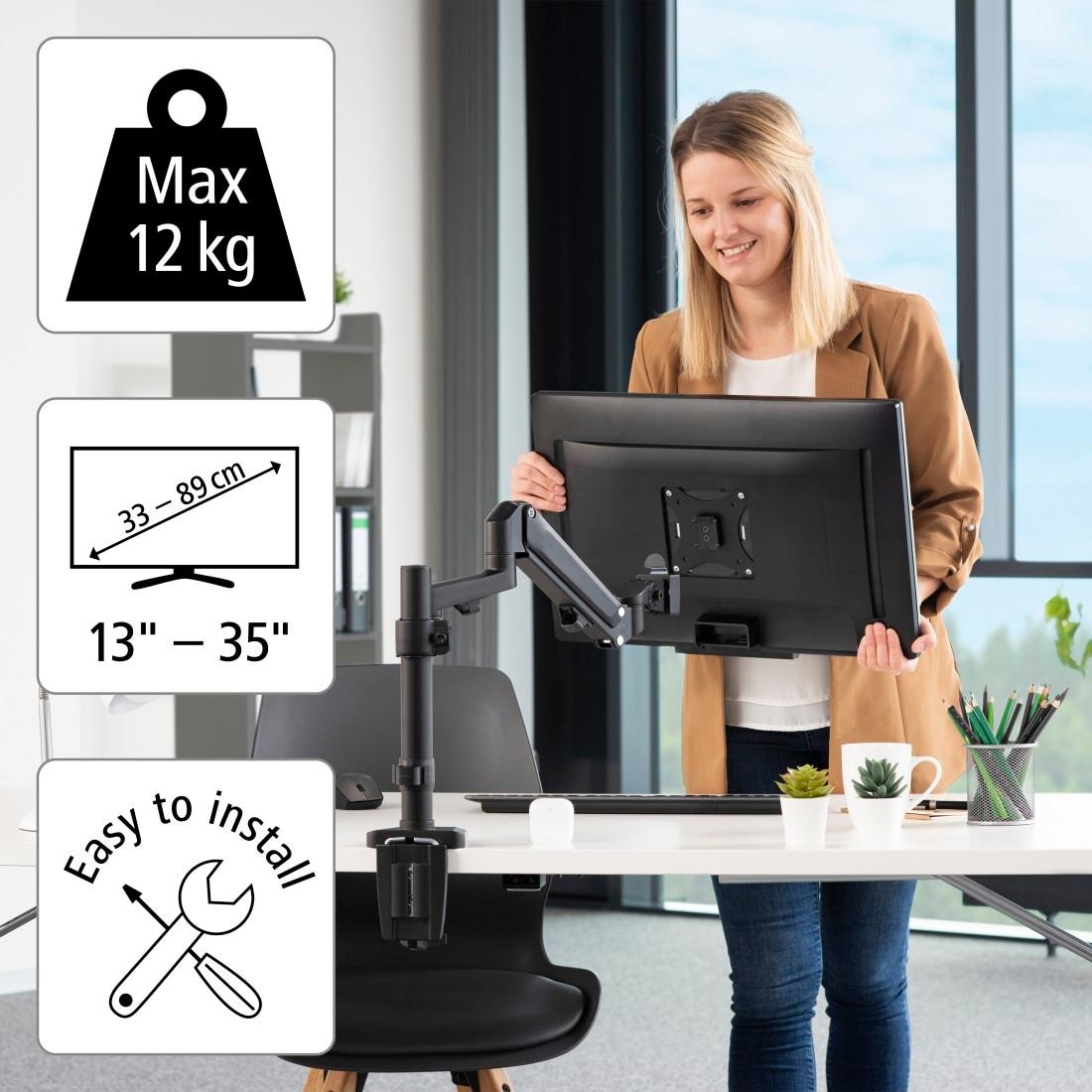 Hama Monitor-Halterung »Bildschirm Halterung, höhenverstellbar mit Gasfeder, 13-35" Monitorarm«, bis 89 cm Zoll