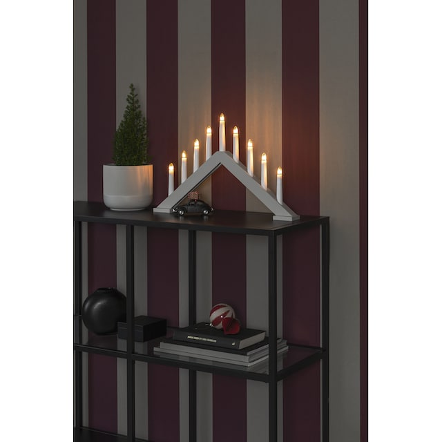 KONSTSMIDE Fensterleuchter »Weihnachtsdeko«, 9 flammig-flammig,  Holzleuchter, matt dunkelbeige lackiert, 9 klare Birnen auf Raten bestellen