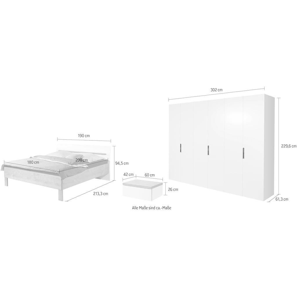 hülsta Komplettschlafzimmer »DREAM«, (Spar-Set, 4 St.), Kleiderschränke in verschiedenen Breiten. Liefer- und Montageservice