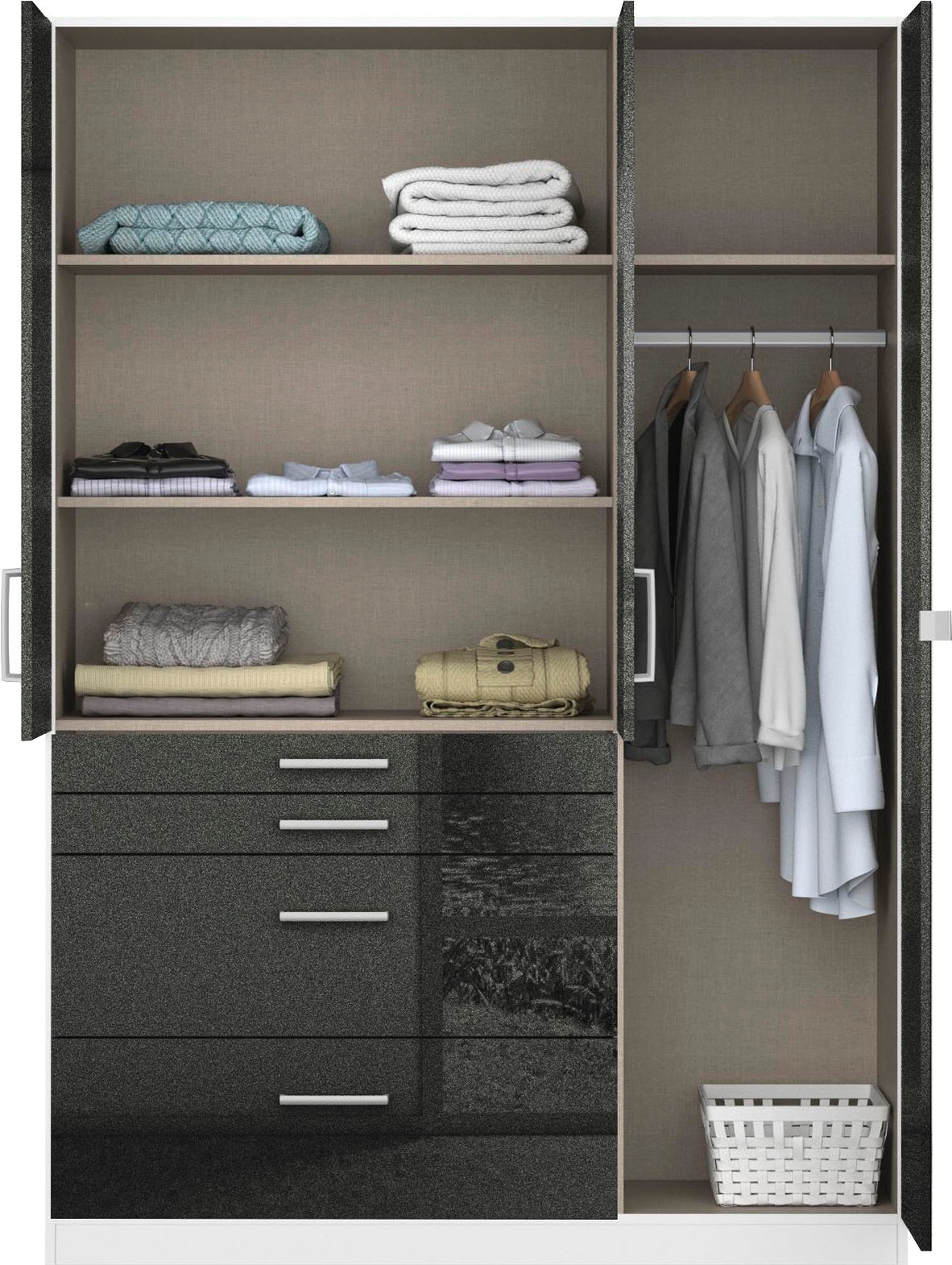 rauch Drehtürenschrank »Kleiderschrank Schrank Garderobe Garderobenschrank Topseller HOMBURG«, mit Spiegel, oberer Schubkasten mit Einteilung MADE IN GERMANY