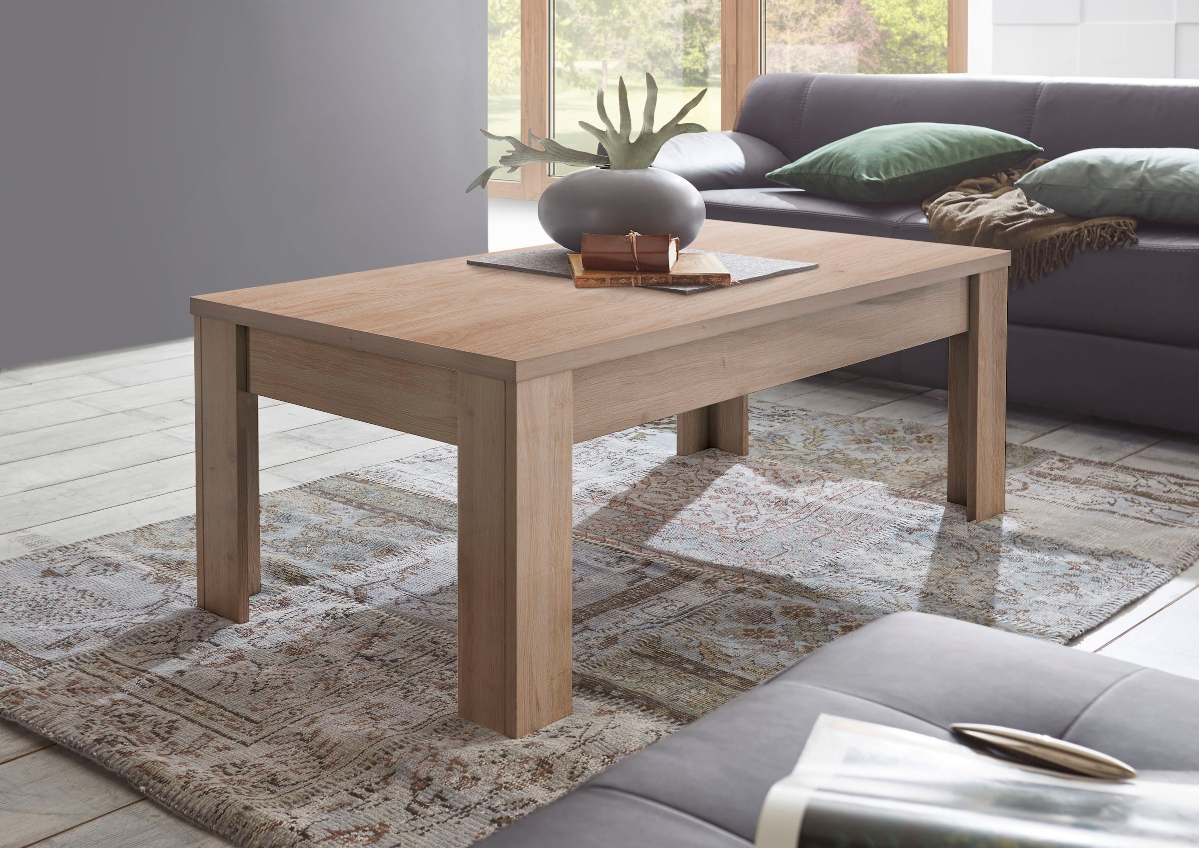 Couchtisch HOME AFFAIRE "Firenze", braun (eichefarben cadiz, eichefarben cadiz, eichefarben cadiz), B:122cm H:45cm T:65cm, Tische, Couchtisch