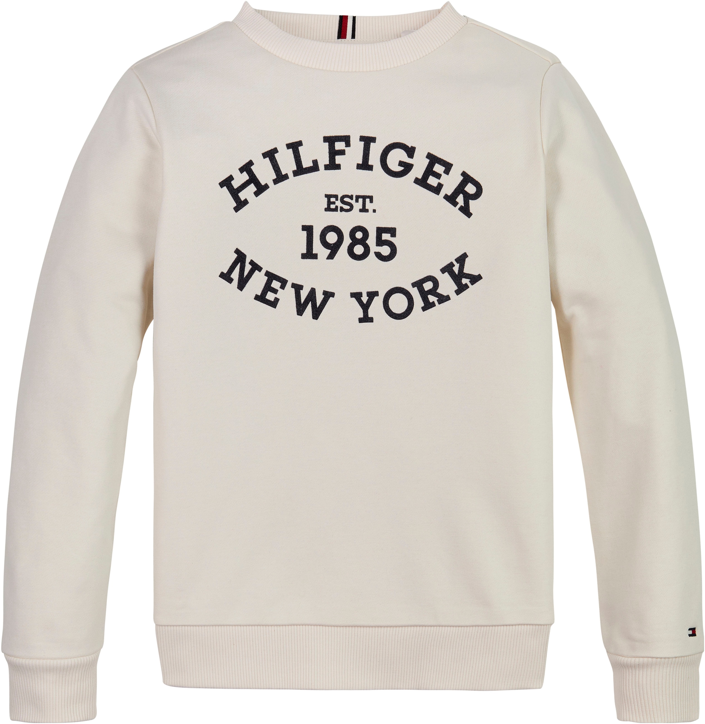 Tommy Hilfiger Sweatshirt »MONOTYPE FLOCK REG SWEATSHIRT«, Kinder bis 16 Jahre mit Logoschirftzug