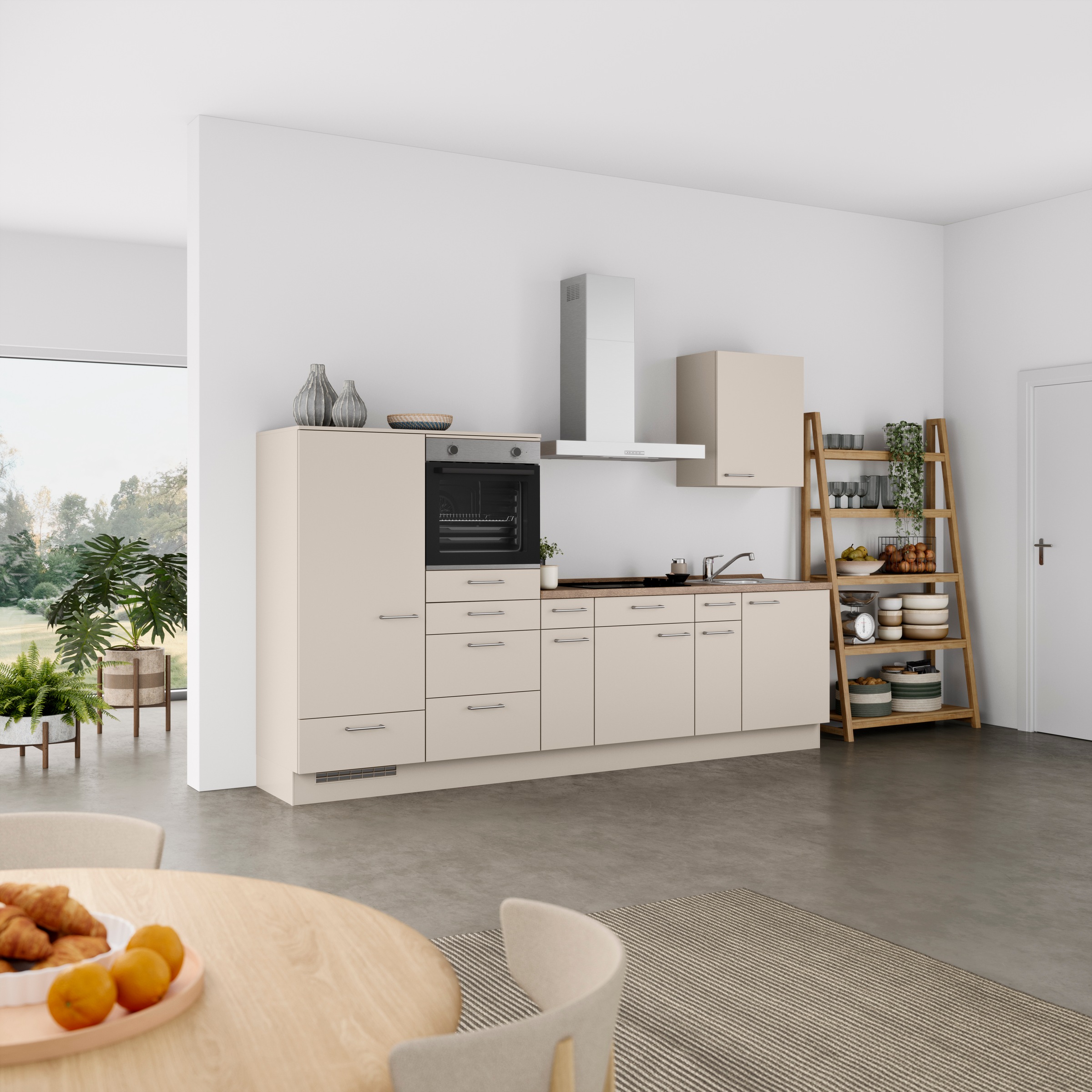 nobilia® Küchenzeile »"Laser I", Ausrichtung wählbar, Breite 300 cm«, vormontiert, wahlw. mit unterschiedlichen E-Geräten-Sets