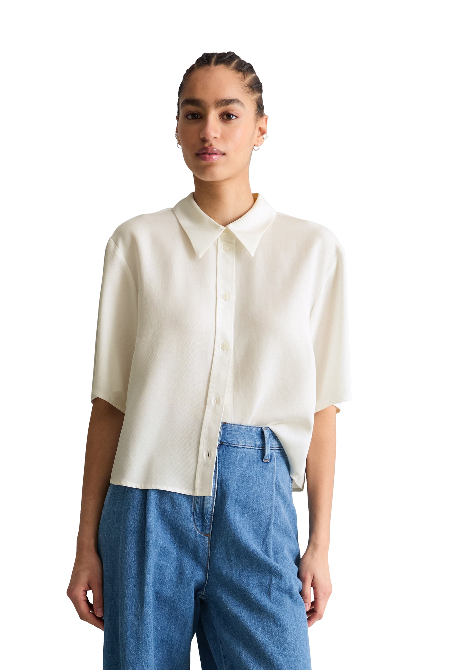 Marc O'Polo DENIM Kurzarmbluse Croped, relaxed fit