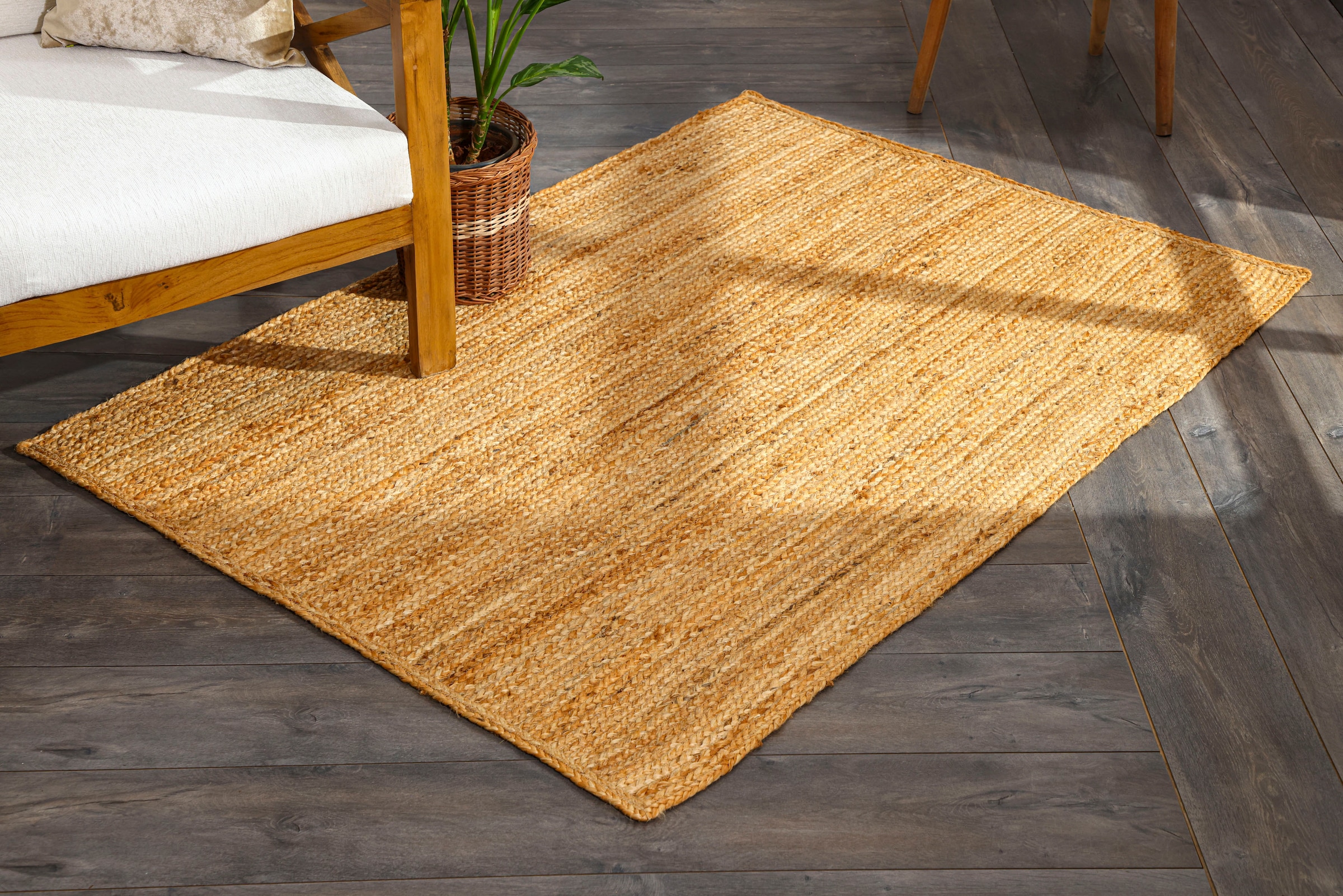 Myflair Möbel & Accessoires Teppich »Lola«, rechteckig, 10 mm Höhe, Juteteppich, Wendeteppich, handgeflochten, 100% Naturfaser, Boho-Style