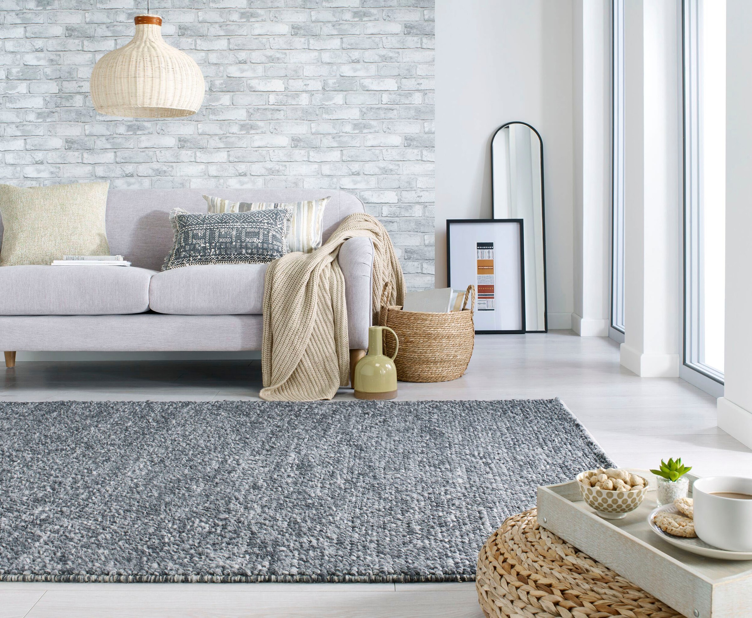 FLAIR RUGS Teppich »Minerals« rechteckig 10 mm Höhe Teppich aus Wollmischung, geknüpftes Design, meliert
